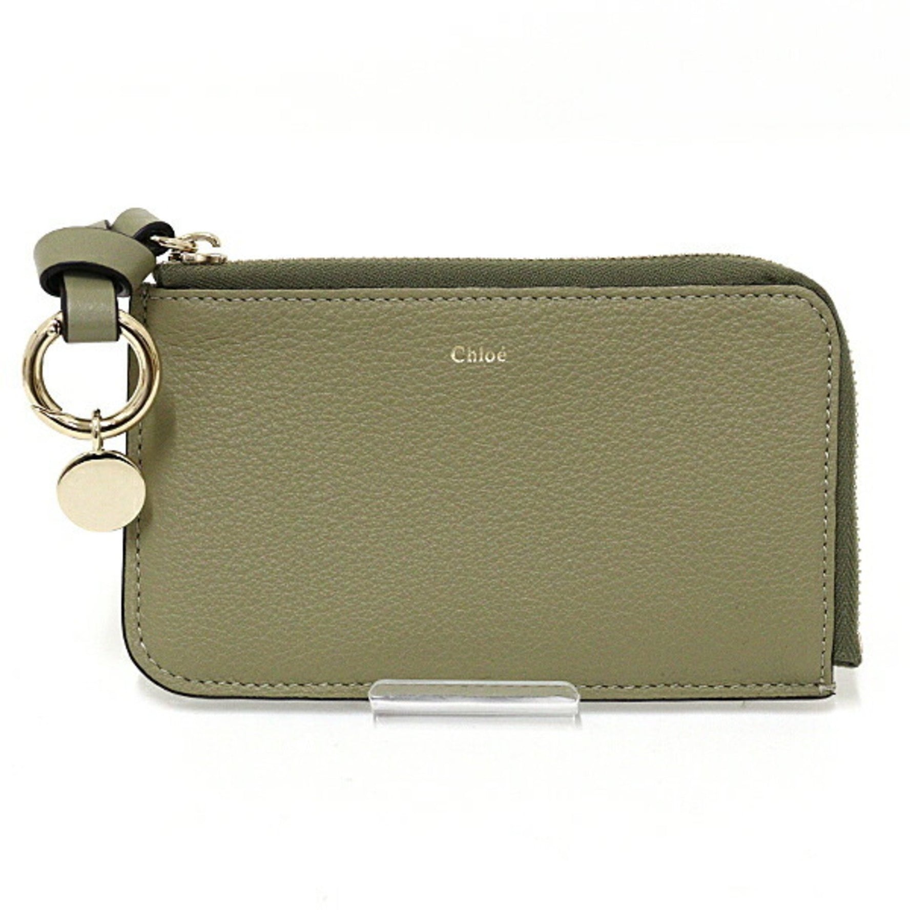 Chloé Chloe Grained Leather Alphabet Wallet Card Case Pottery