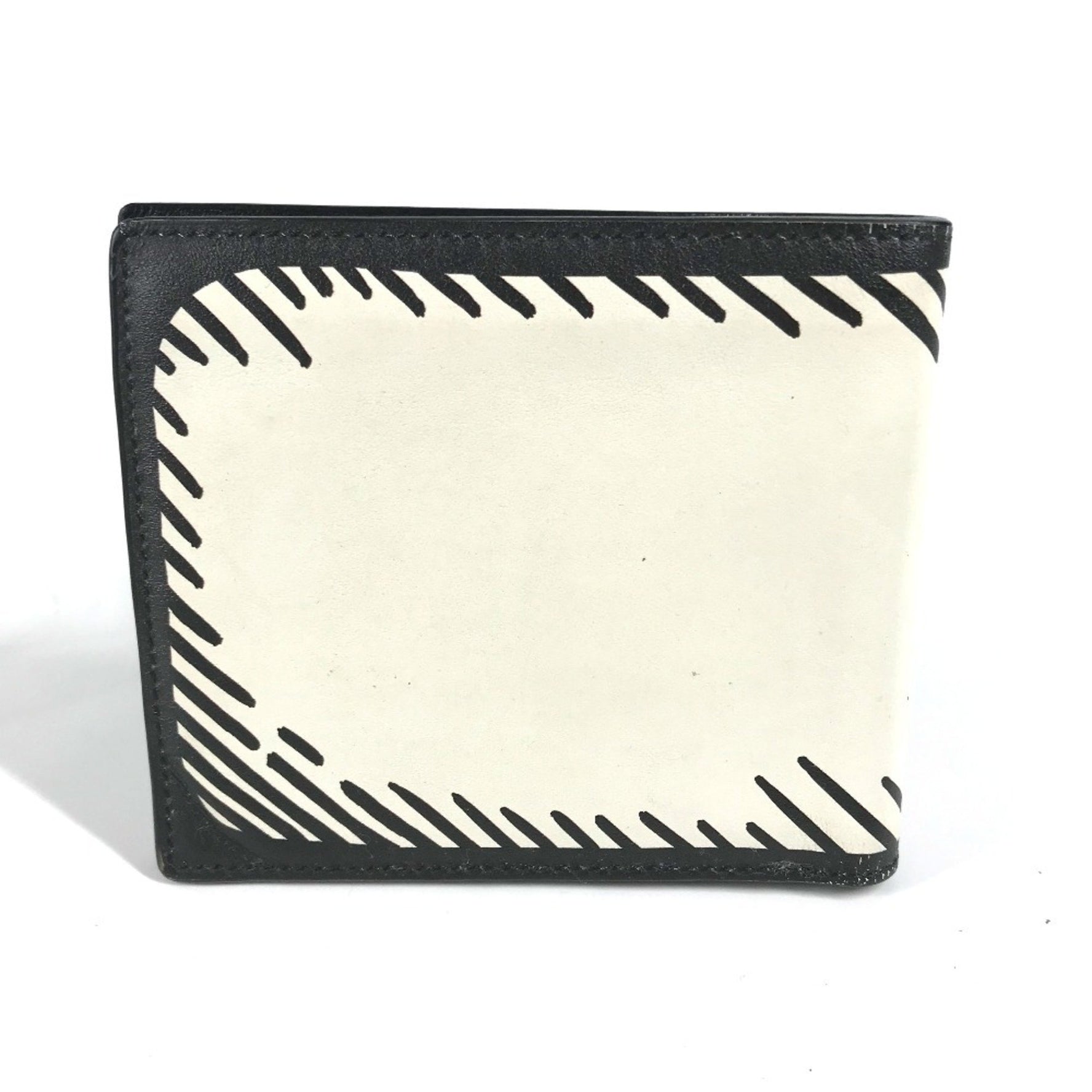 FENDI Compact Wallet Joshua Vides Collaboration Billfold Bi-fold Leather Men's White