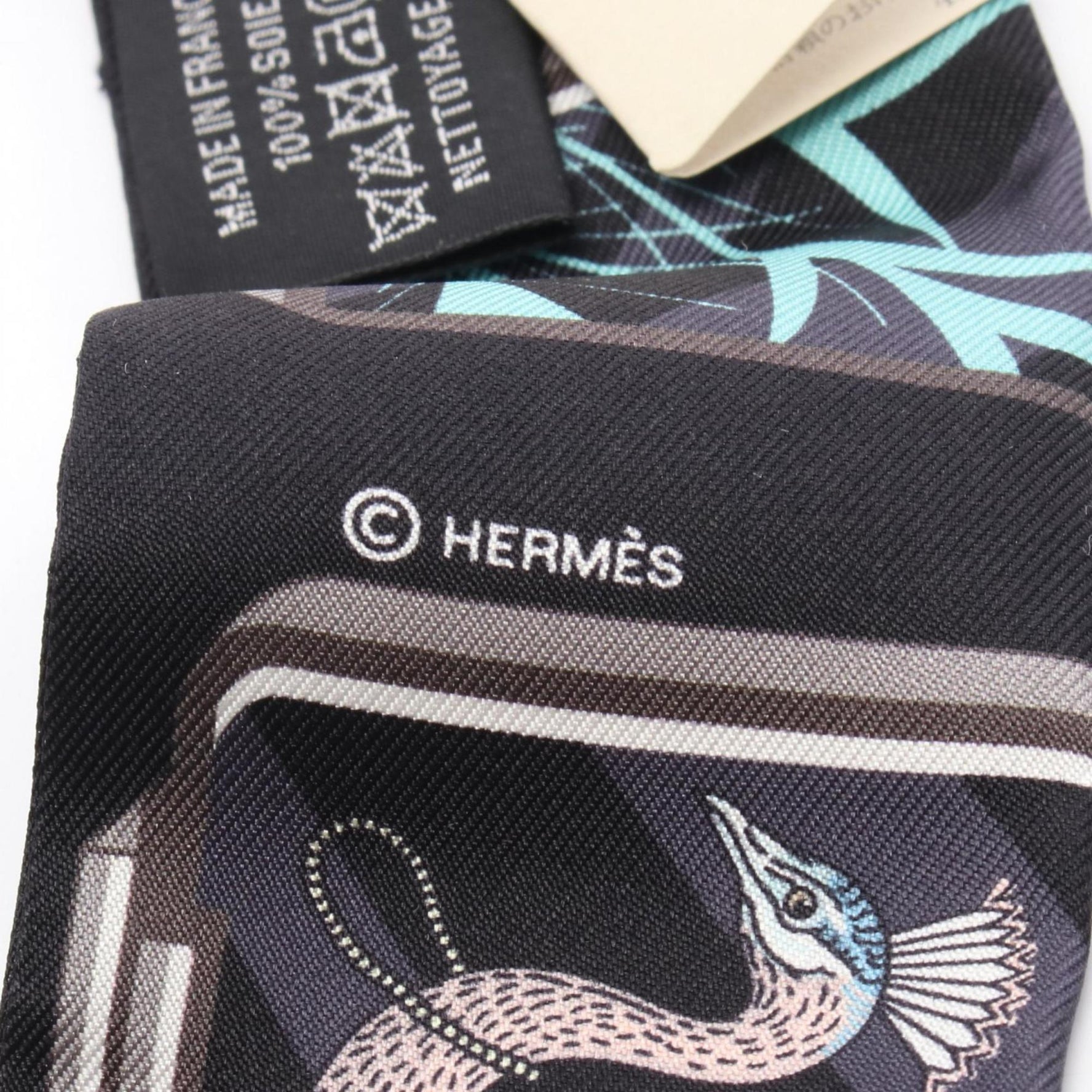 Hermès Twilly HERMES STORY Silk Scarf in Black and Multicolor
