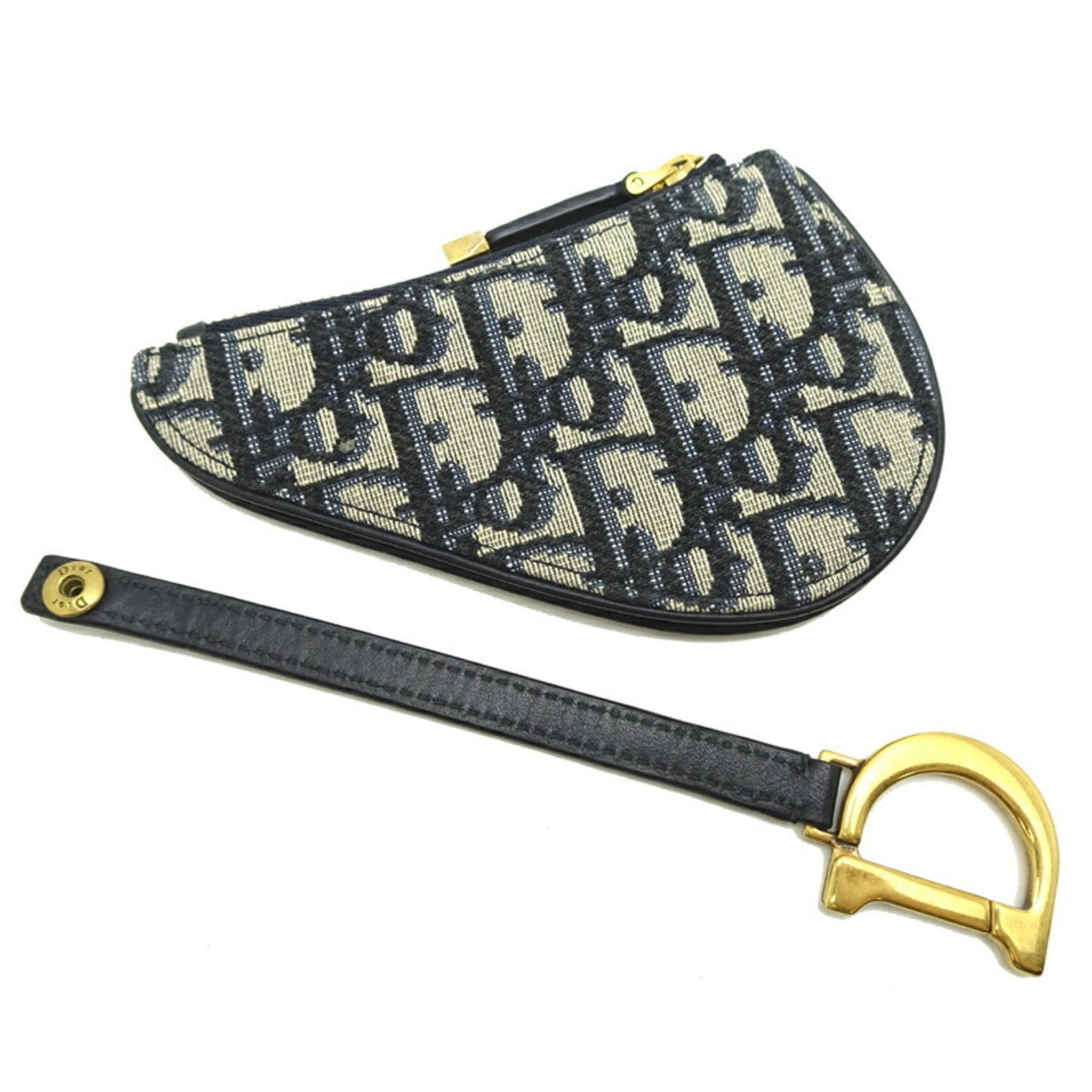 Christian Dior Trotter Compact Wallet, Coin Case, Canvas, Navy