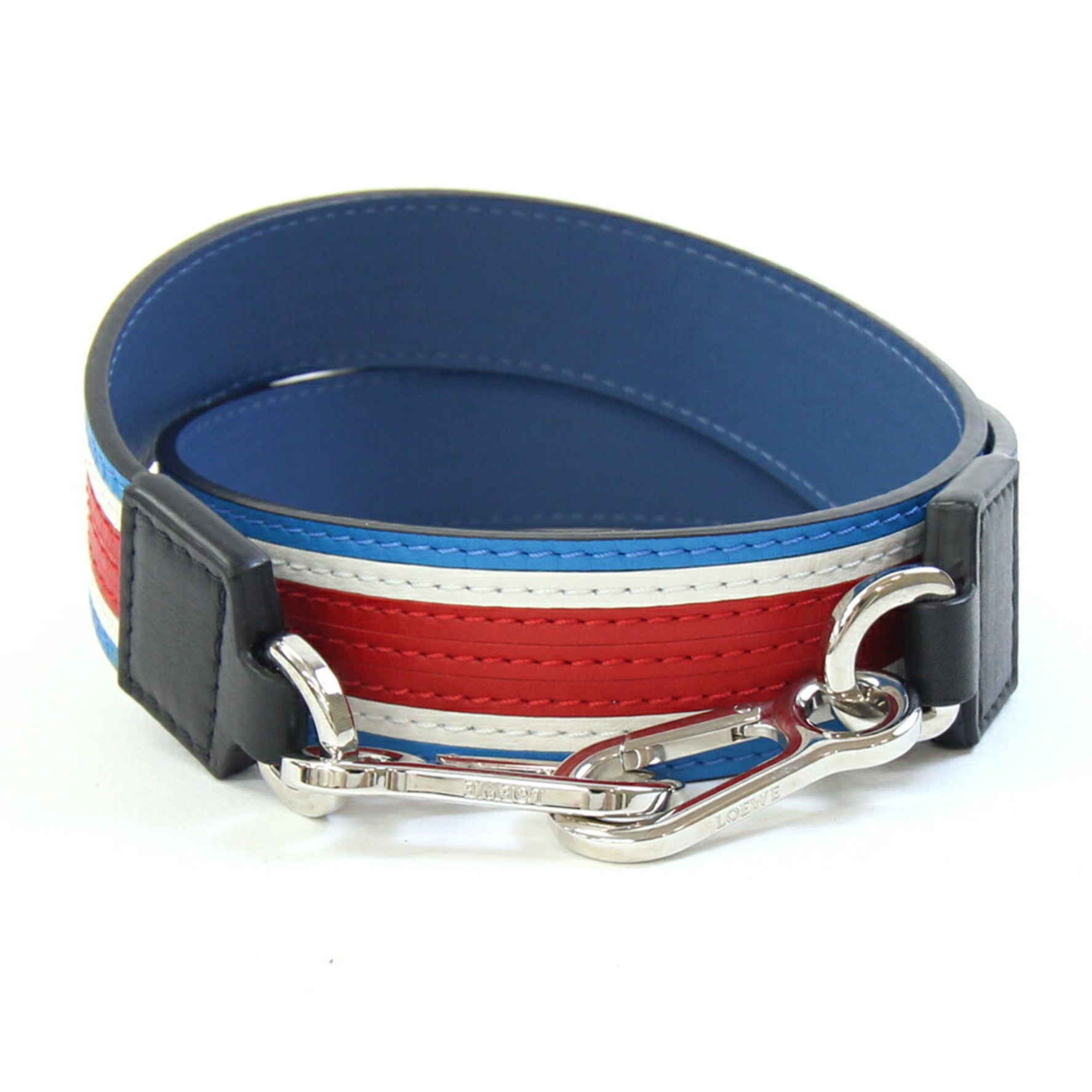 LOEWE Shoulder Strap Blue, Red, and White Leather Replacement Stripes