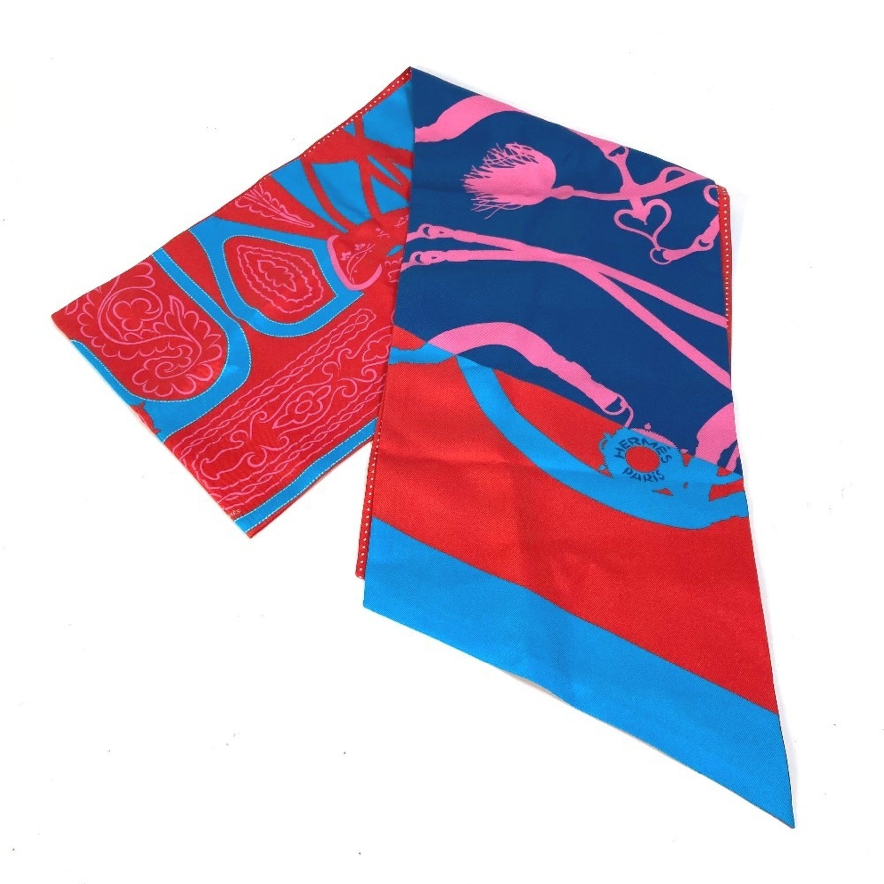 HERMES Polka Dot Maxi Twilly Bandeau Scarf, Silk, Pink