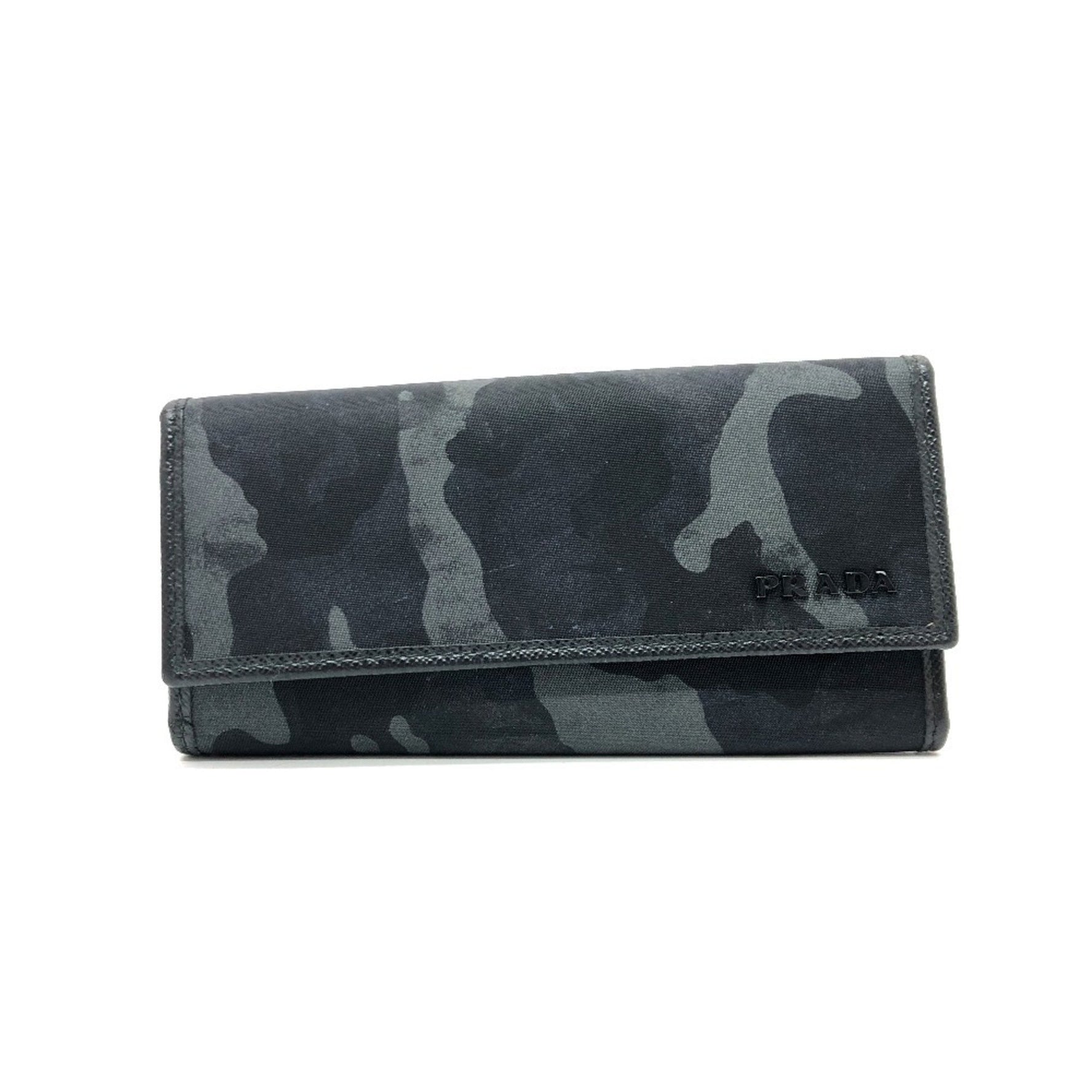 PRADA Camouflage Holder Long Key Case Nylon Black