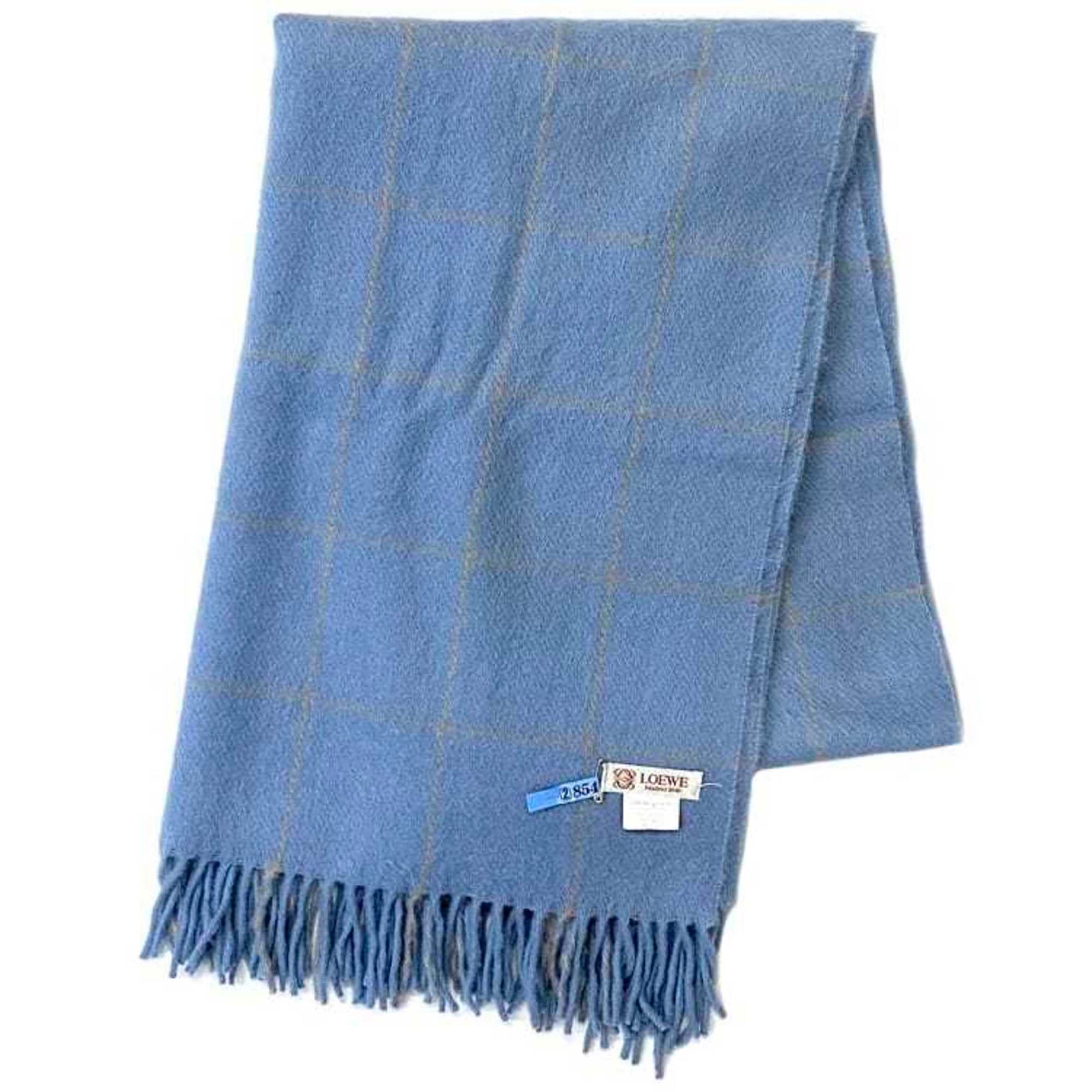 LOEWE Scarf Light Blue Check Cashgora 60% Wool 40% Stole