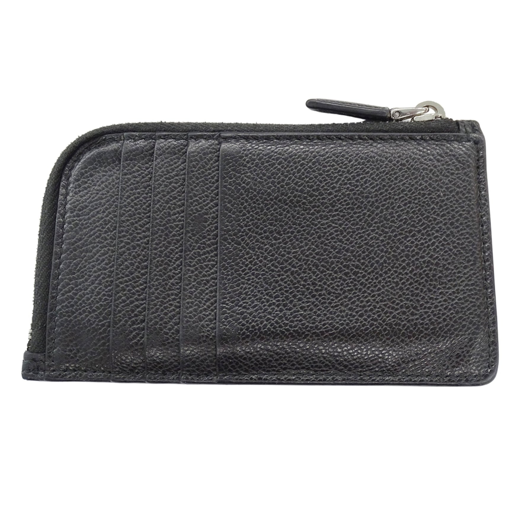 Prada Vitello Micro Grain Leather Card Case with Silver Hardware, Compact Design