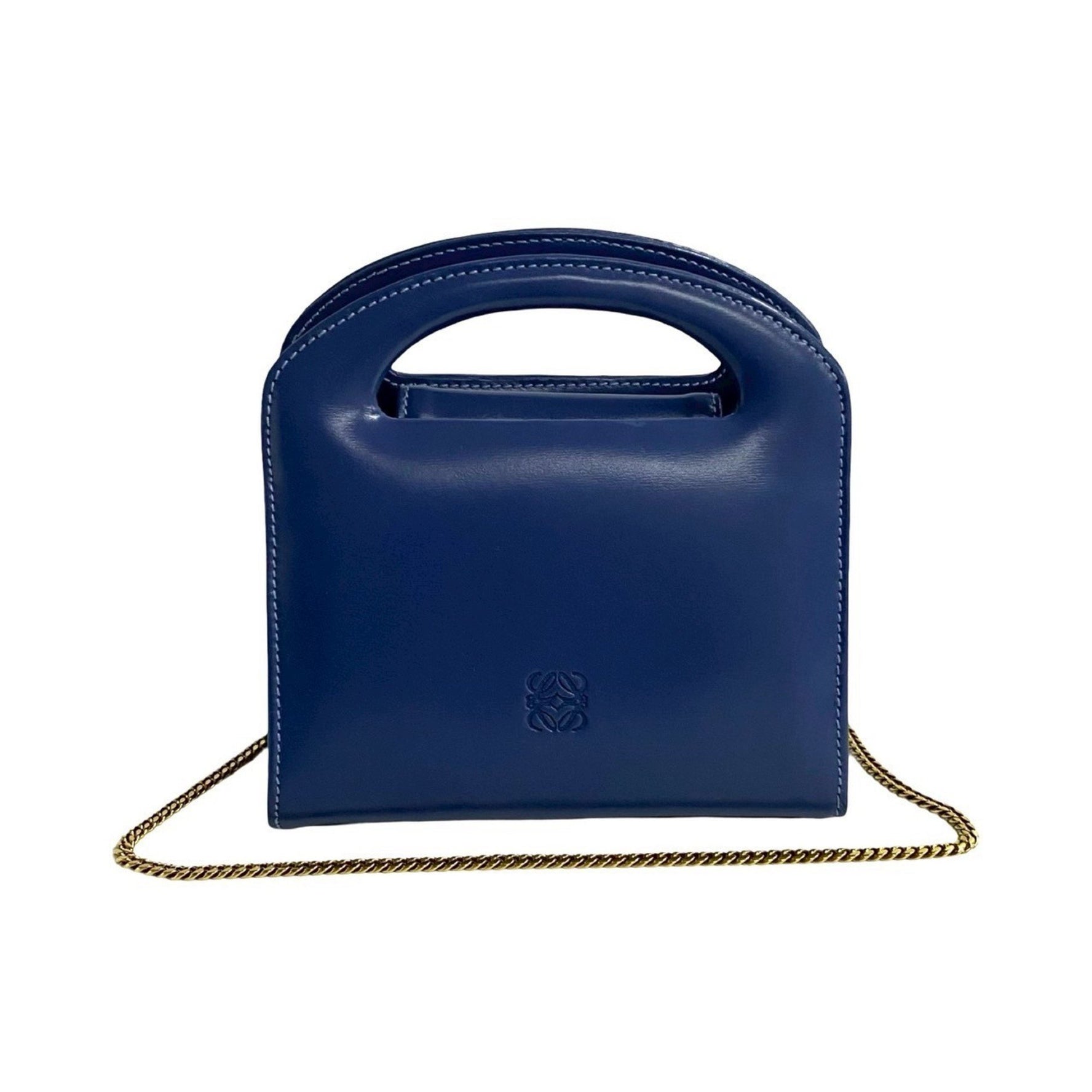 LOEWE Anagram Logo Calfskin Leather Handbag/Shoulder Bag with Chain, Light 121-4