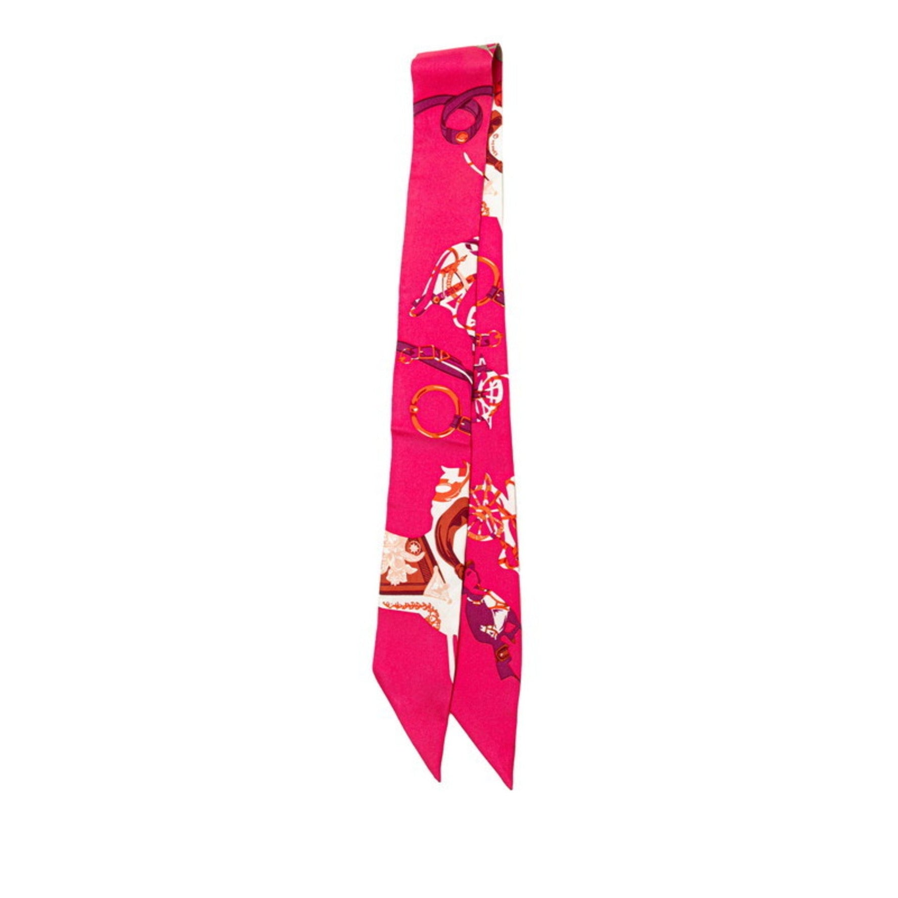 Hermès Twilly "Tout en Carre" - It's All in the Carre Scarf/Muffler, Pink Multicolor, Silk, HERMES