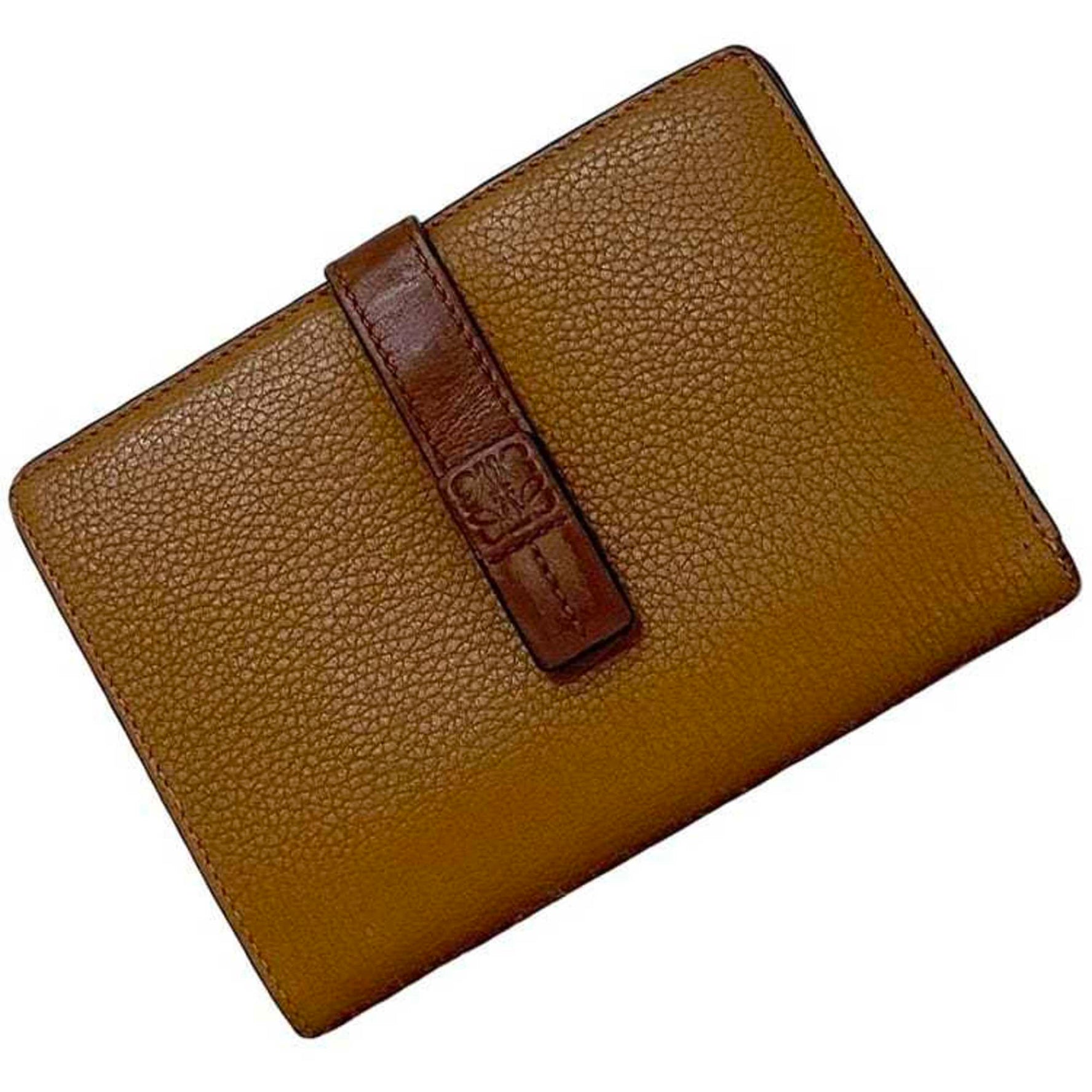 LOEWE Medium Vertical Wallet Camel Brown Anagram Leather Folding Grained Two-Tone Men's and