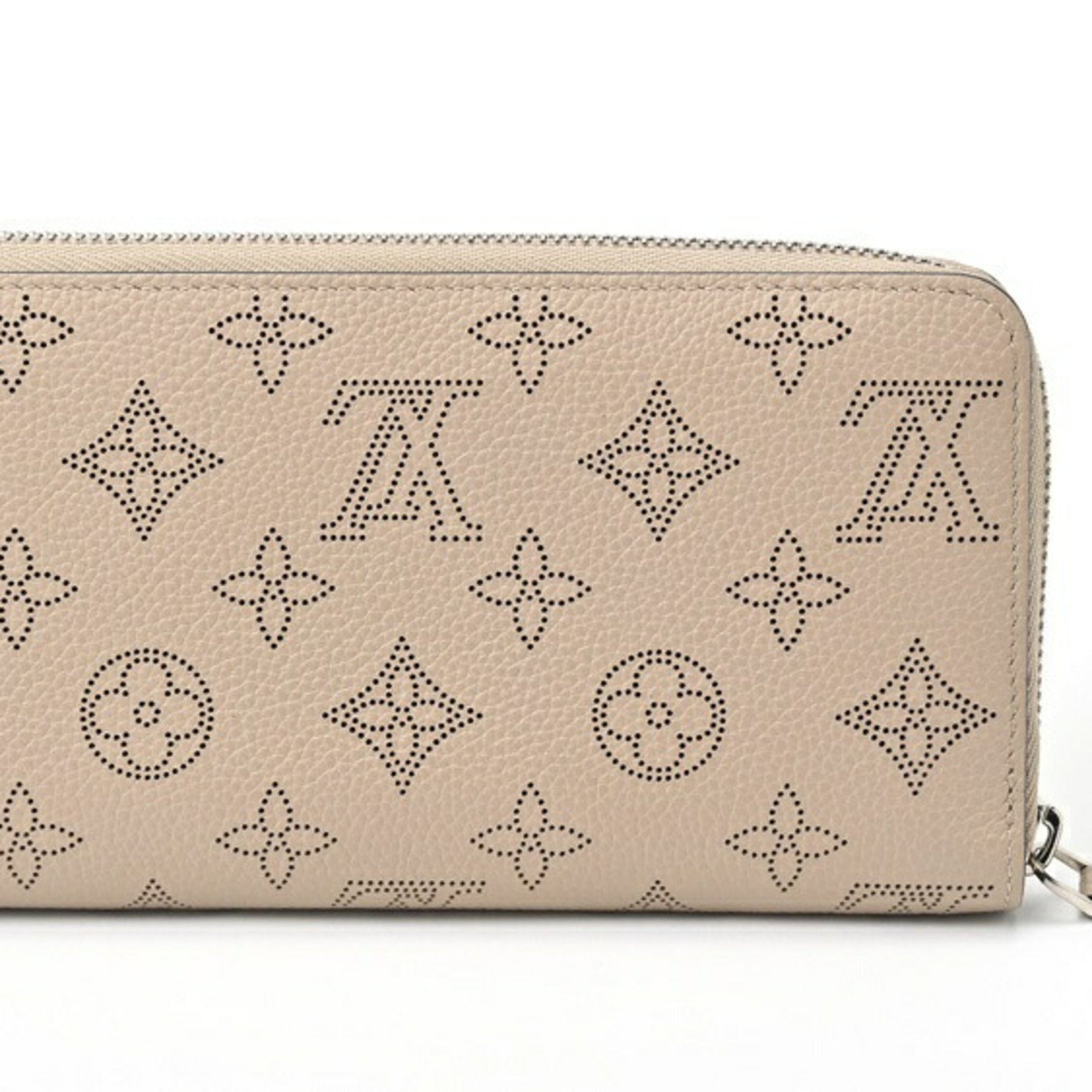 Louis Vuitton Zippy Wallet Round Monogram Mahina (Greige)