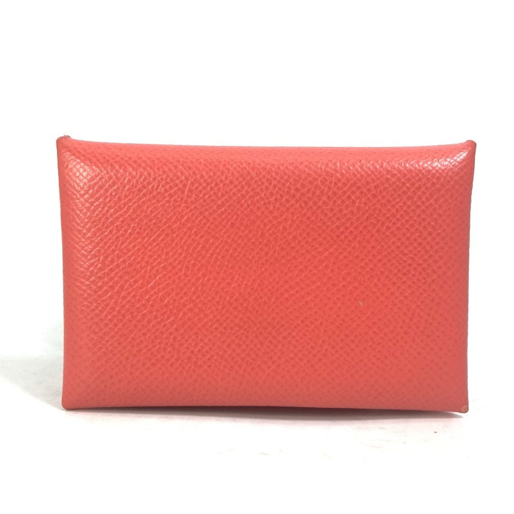 HERMES Calvi Bifold Business Card Case, Pass Epson, Rose Texas, Red