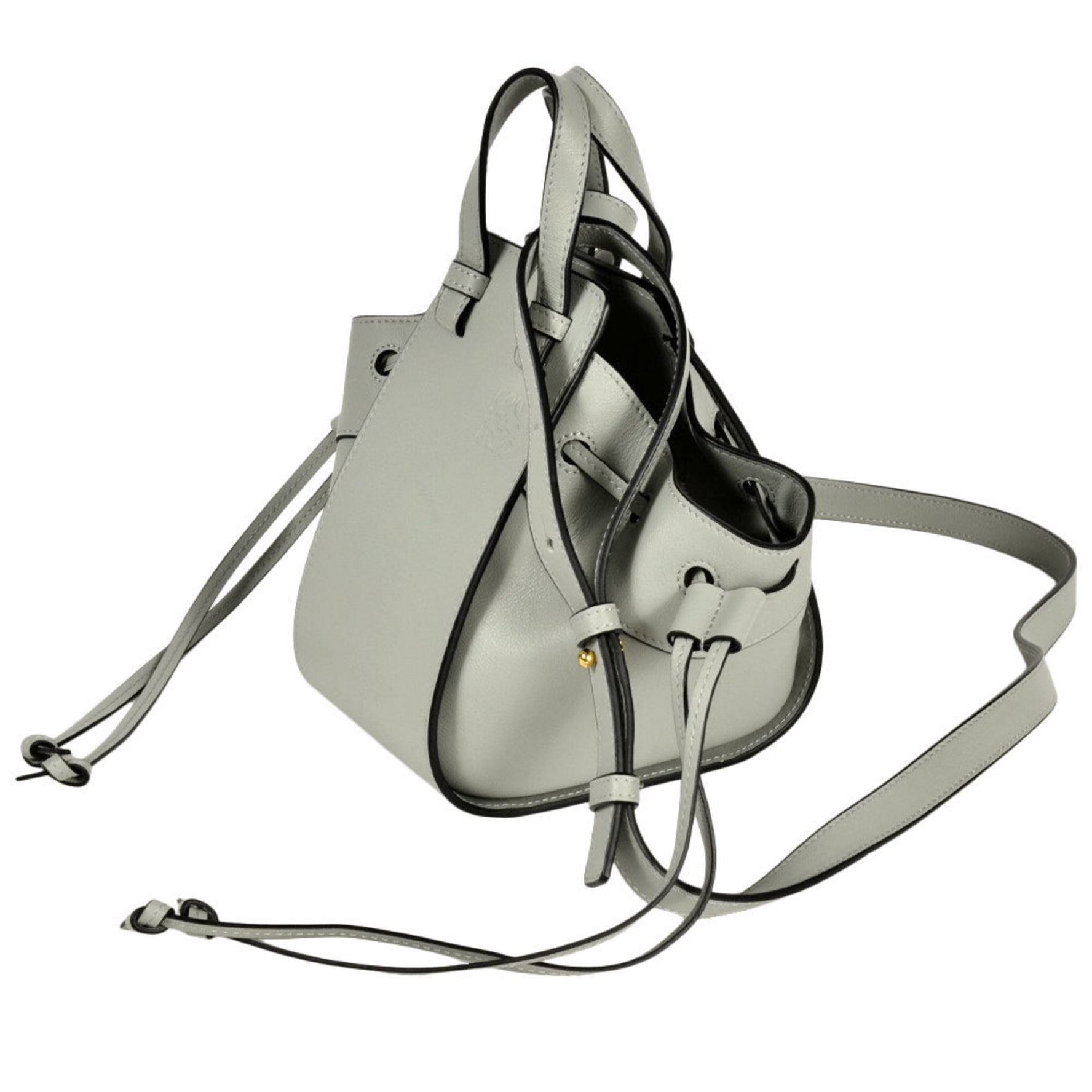 LOEWE Hammock Drawstring Mini Shoulder Bag Calfskin Grey
