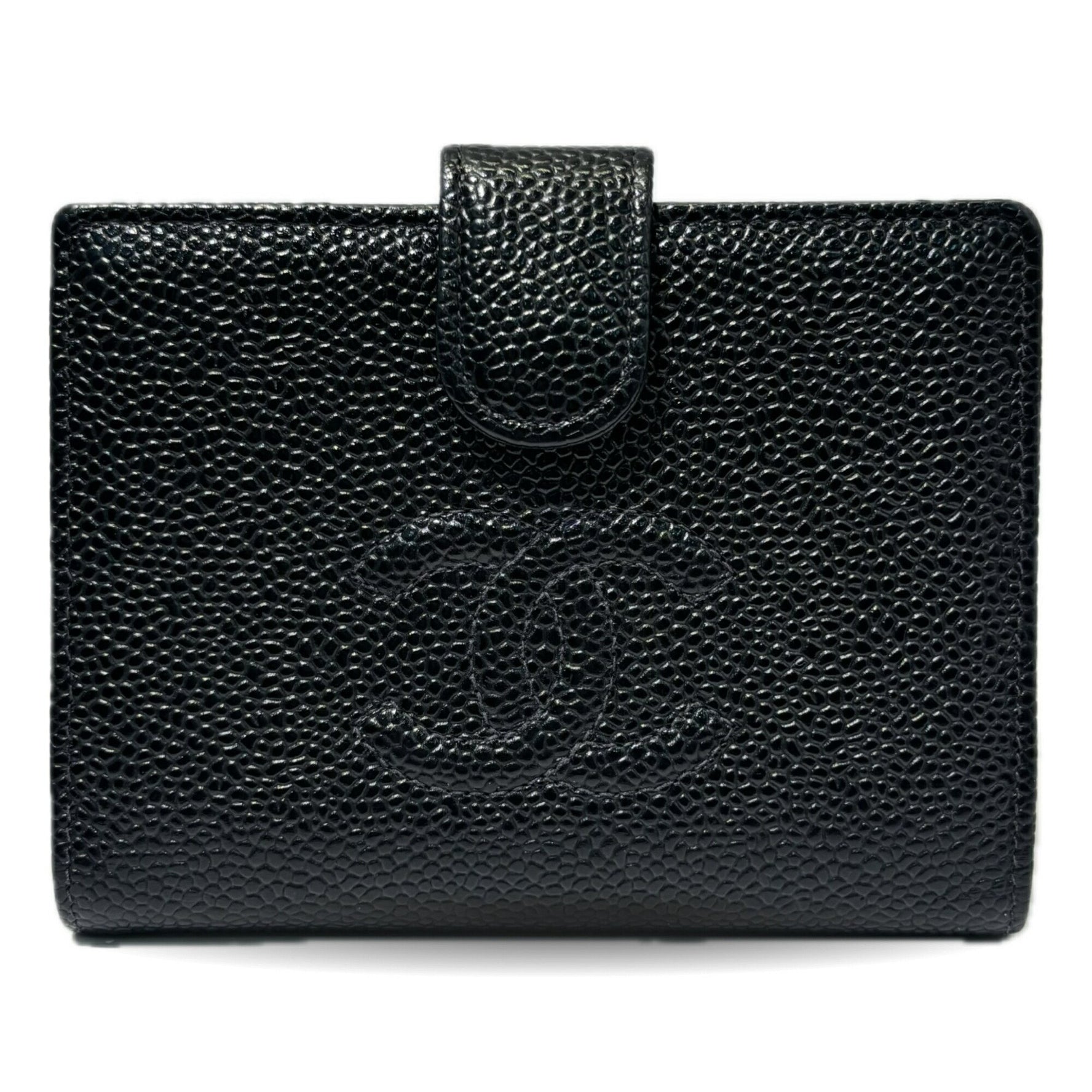 CHANEL Bi-fold Wallet Caviar Skin Mini Leather