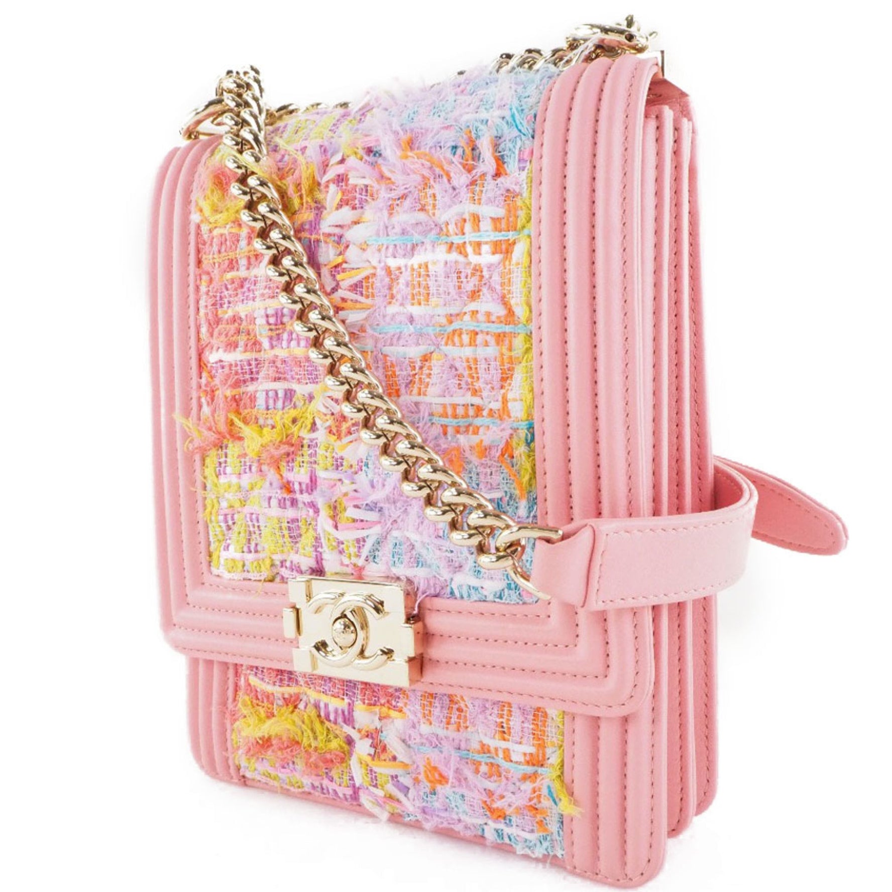 Chanel Chain Shoulder Boy Coco Mark Tweed x Lambskin Ladies Bag