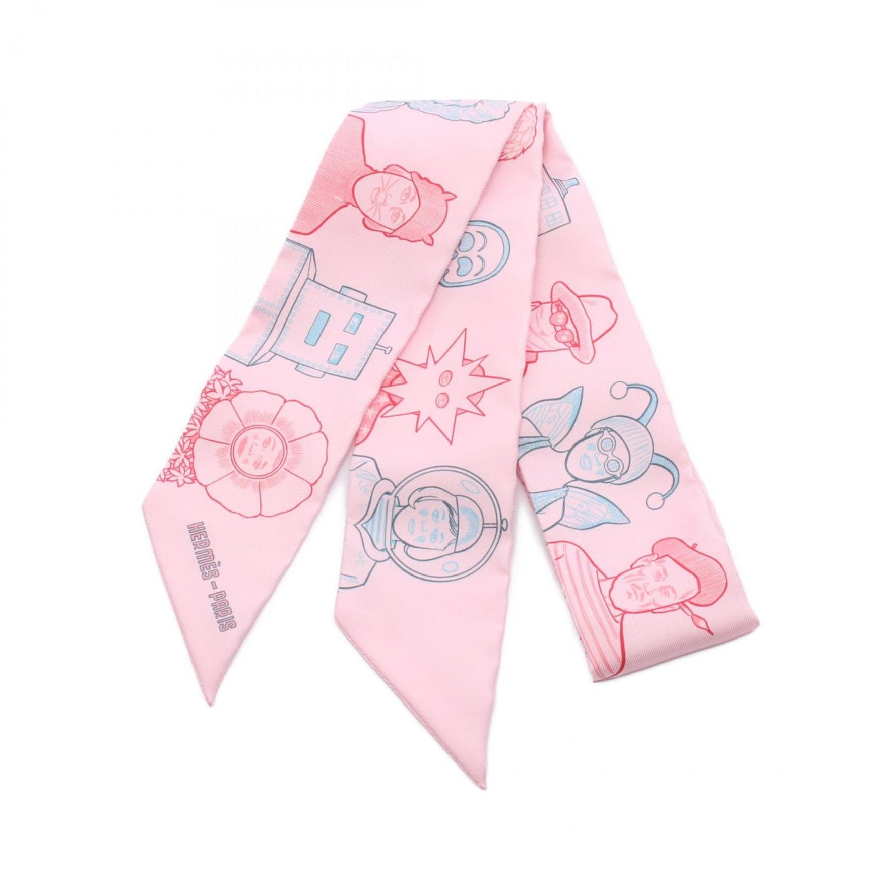 Hermes Hermès Twilly Dress Code Scarf, Silk, Pink, Multicolor