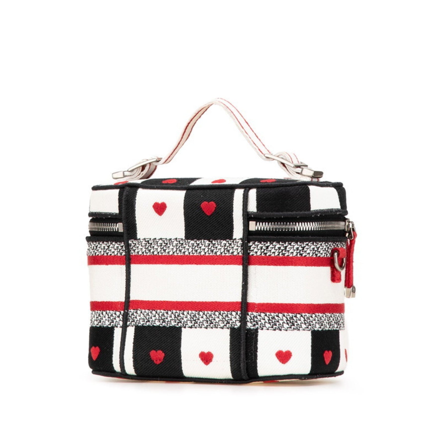 Christian Dior Dior Diora Mall Vanity Bag, Handbag, Black, White, Red, Canvas