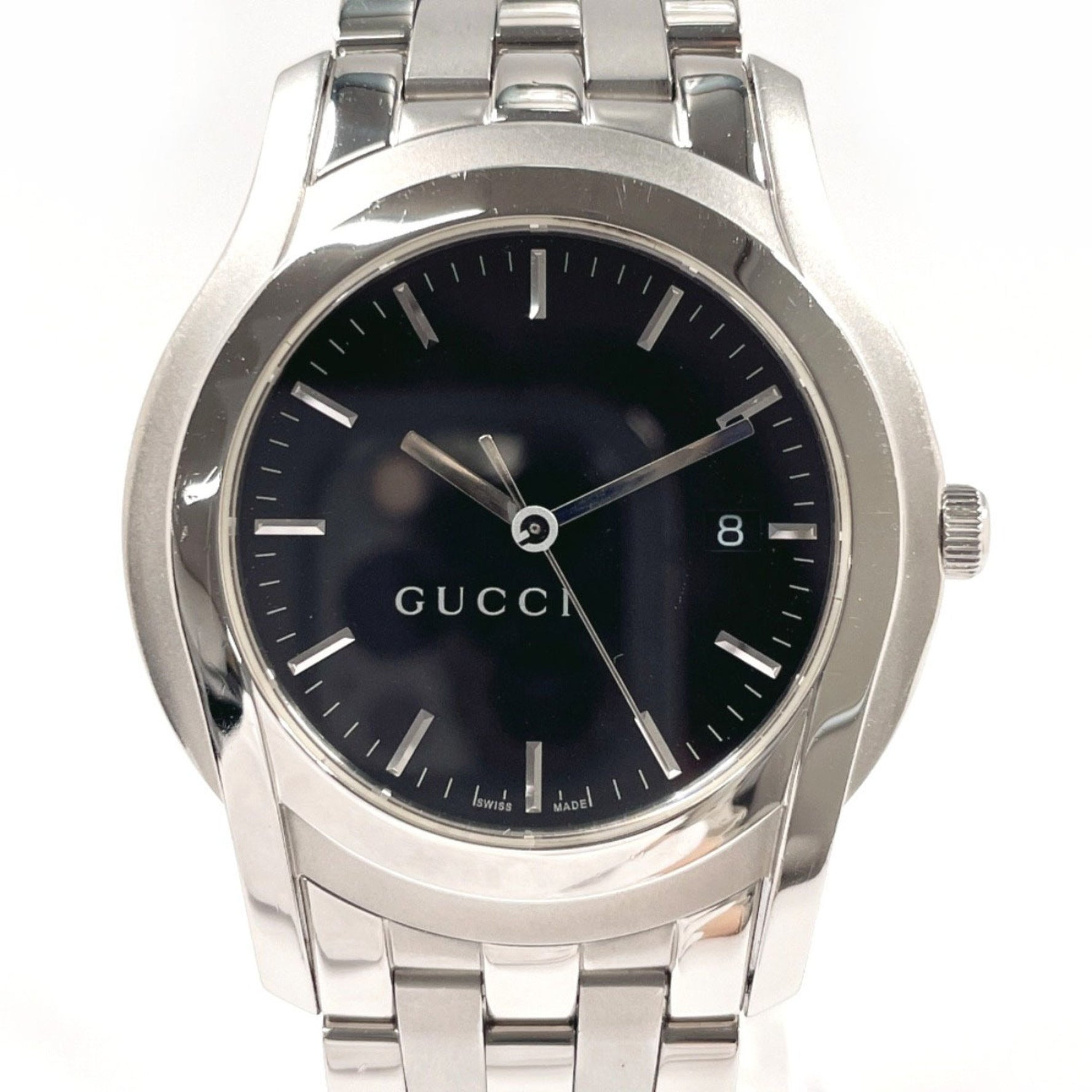 GUCCI G-Class Watch Stainless Steel/Stainless Steel Silver Quartz Black Dial
