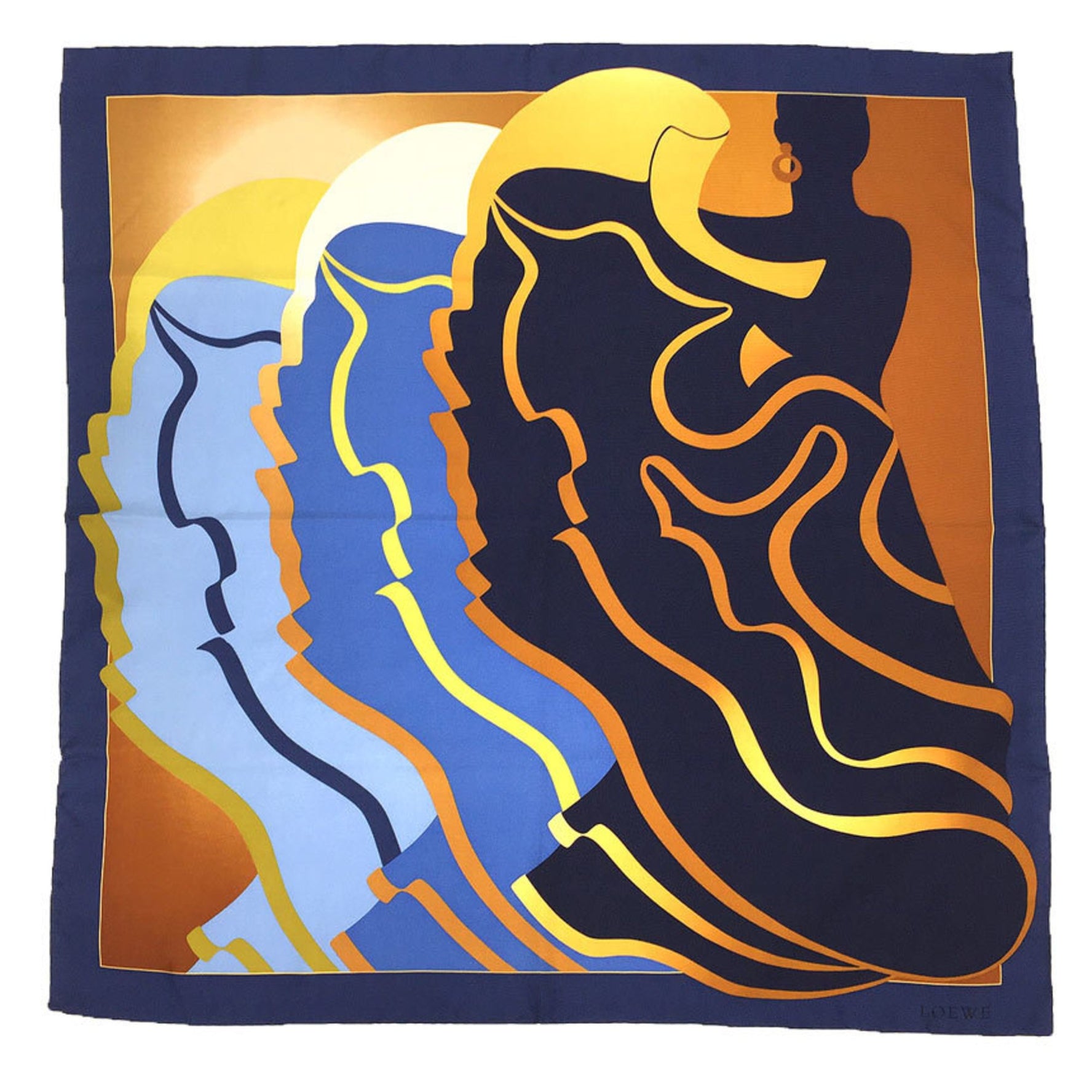 LOEWE Scarf Muffler Carre 100% Silk Flamenco