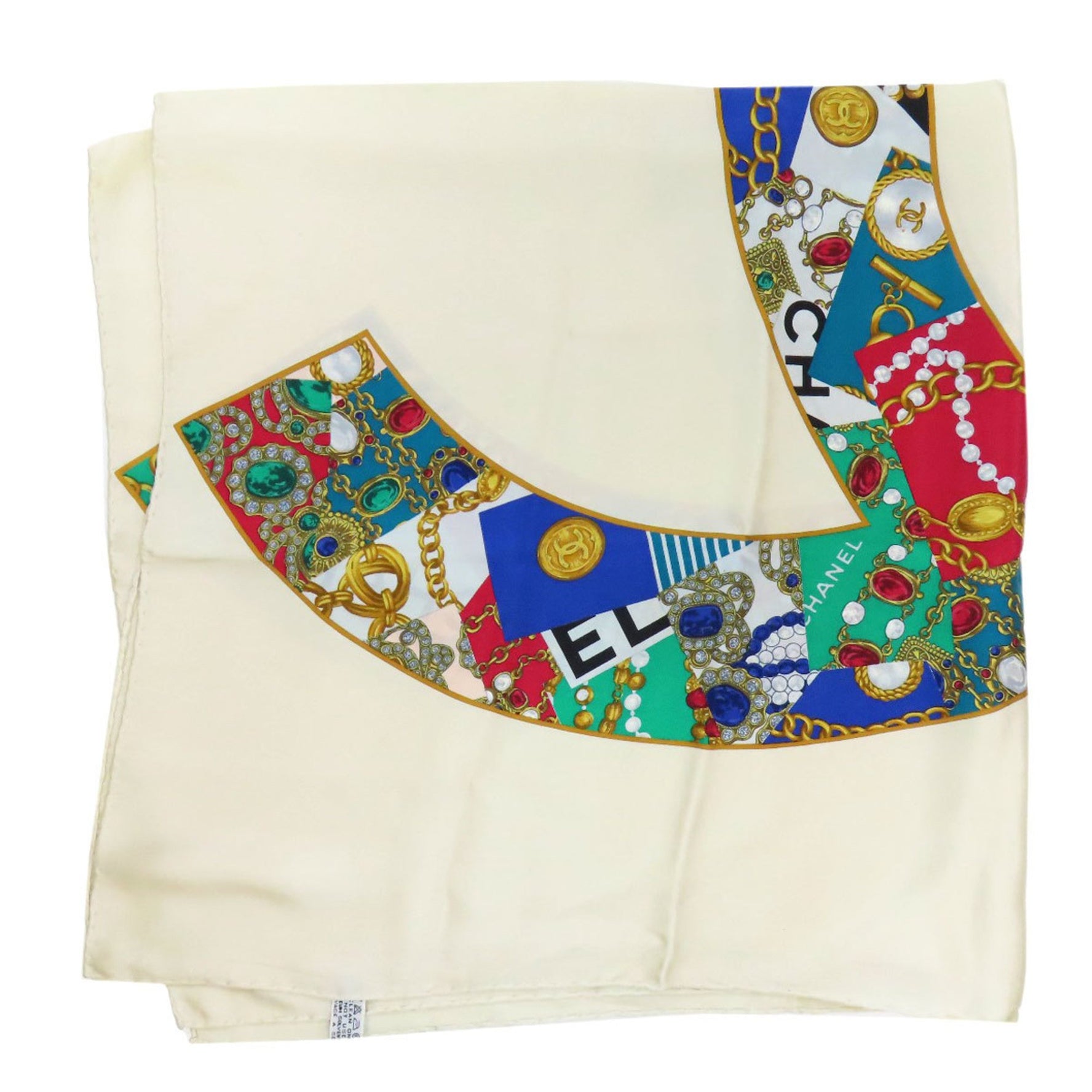 CHANEL motif scarf/muffler silk