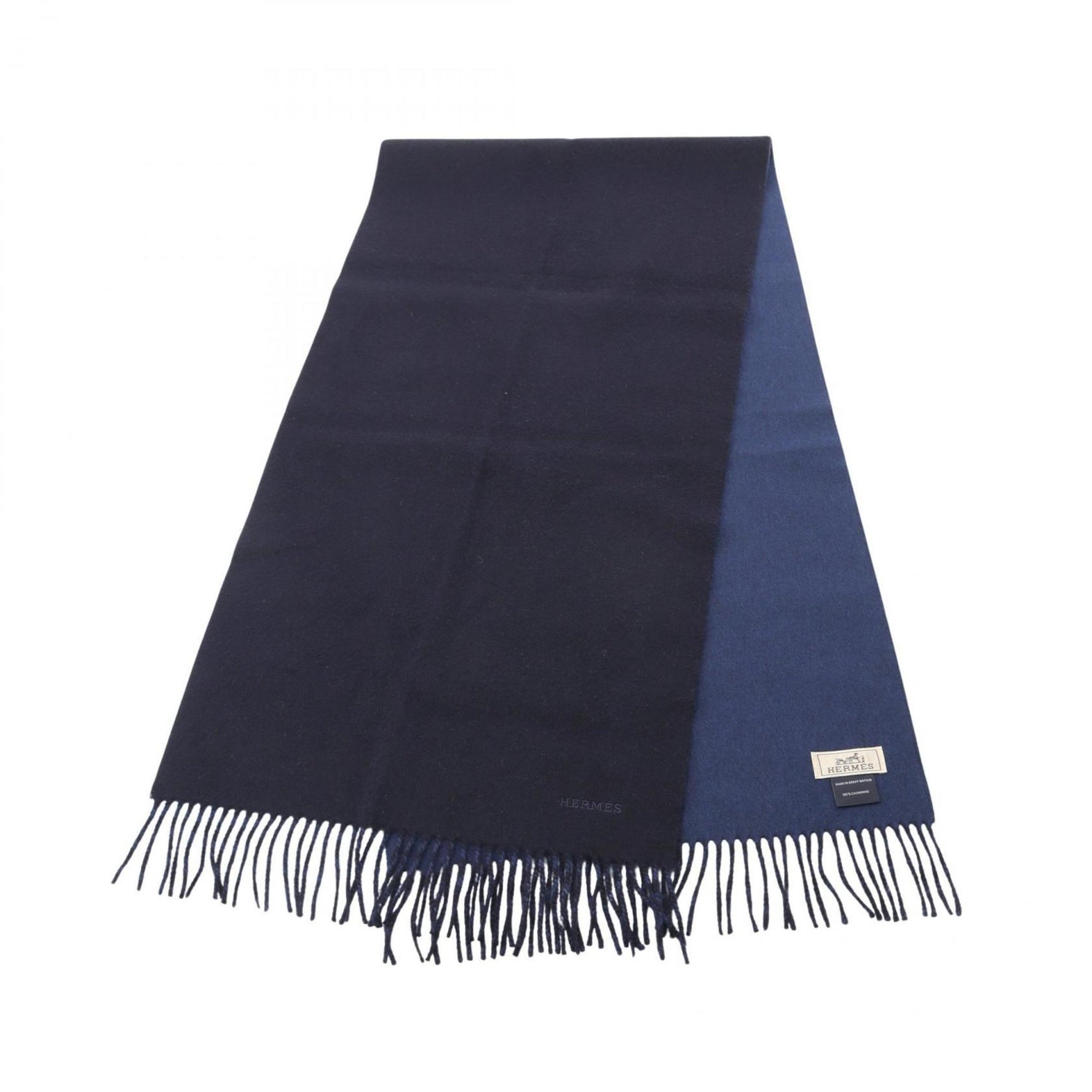 Hermes Hermès Recto Verso Cashmere Scarf in Blue and Navy