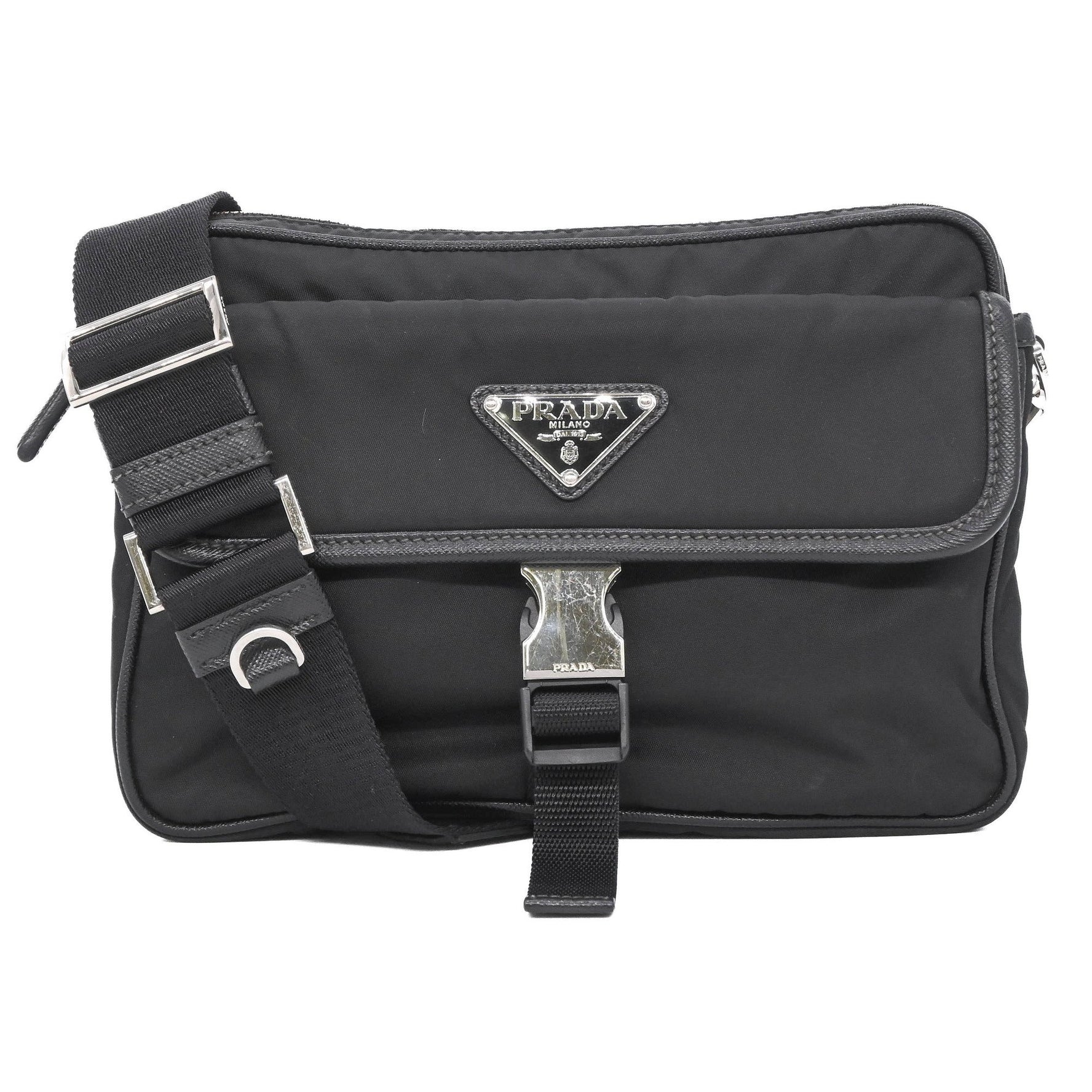 PRADA Men's Re-Nylon Saffiano Leather Mini Triangle Shoulder Bag