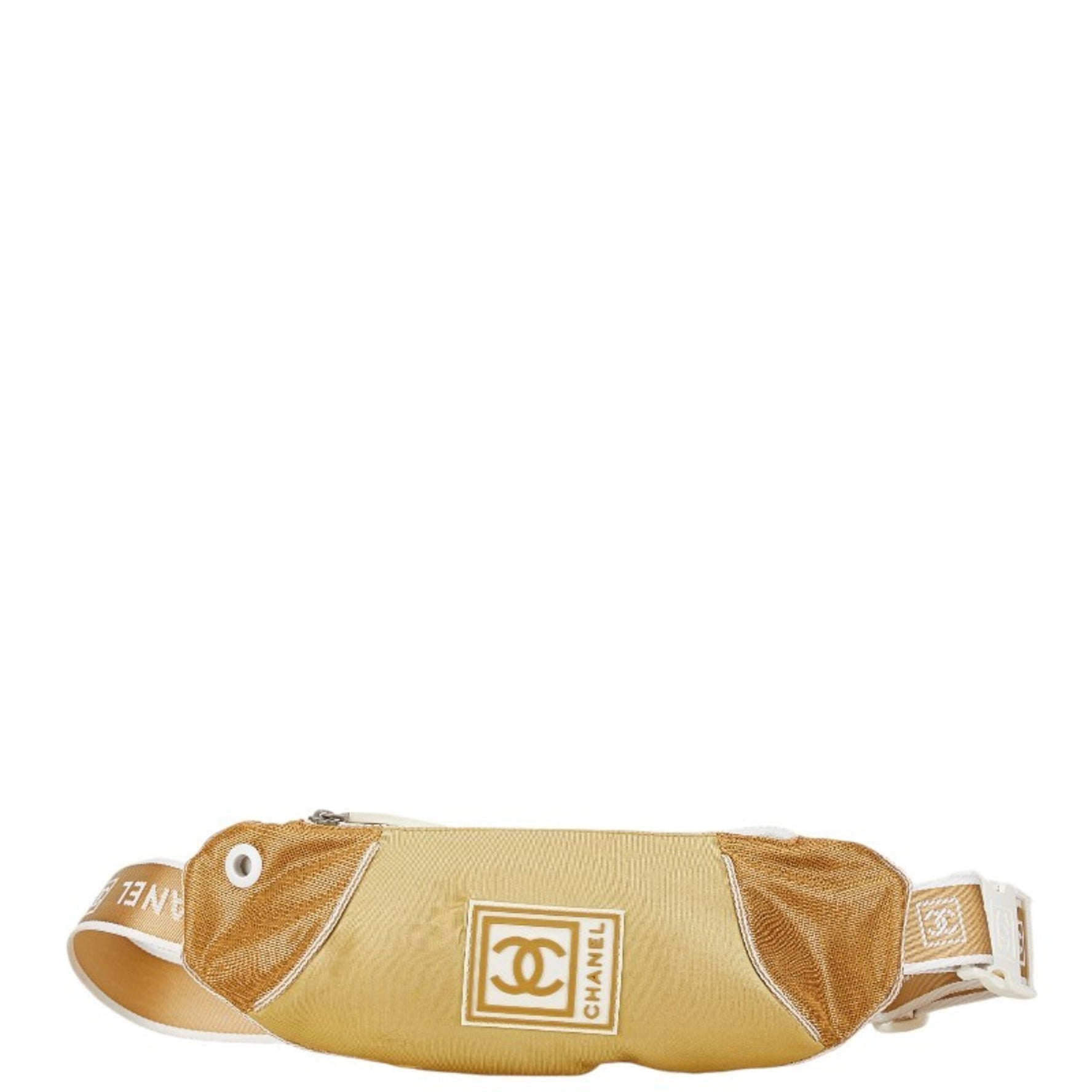 Chanel Sports Line Waist Bag Body Beige Gold Nylon