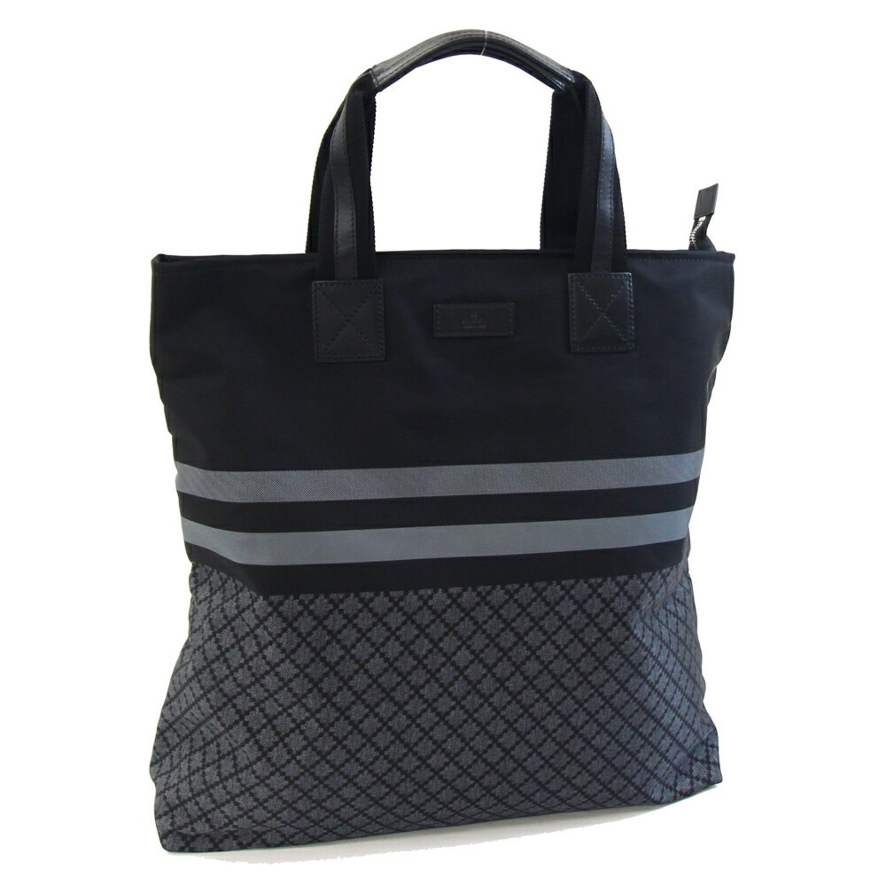 Gucci Diamante Hand Tote Bag Black Gray Nylon Leather