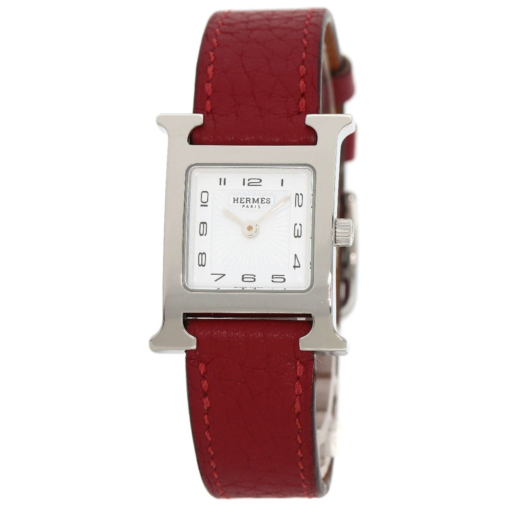 Hermes H Watch Stainless Steel Leather Ladies