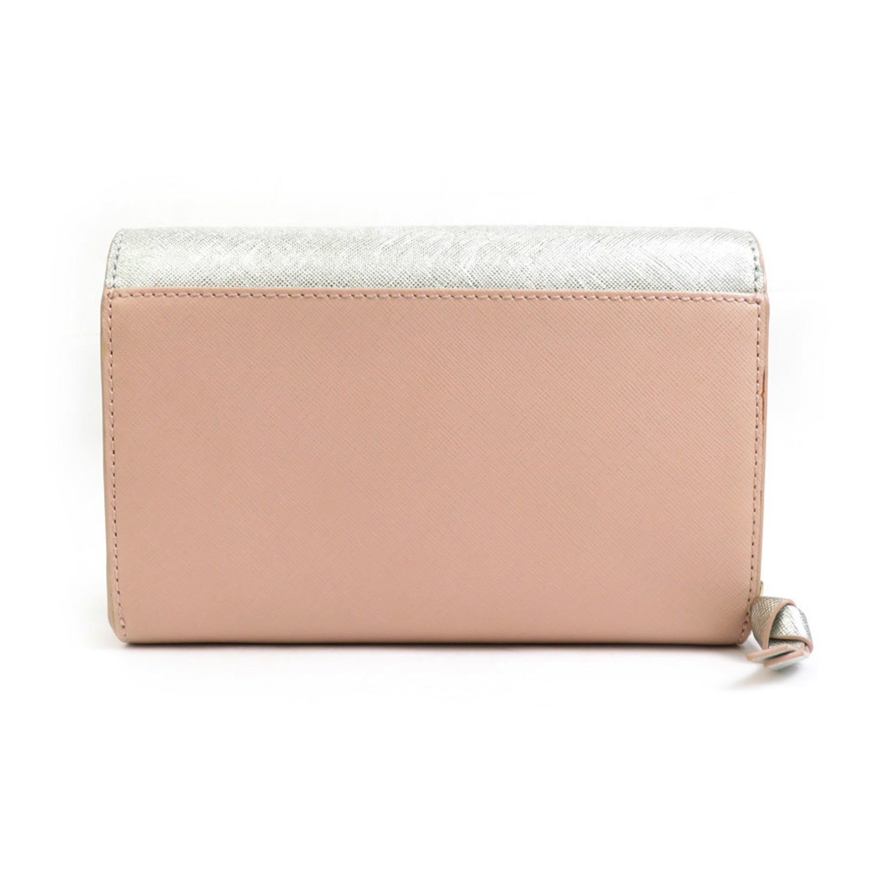 Tory Burch Shoulder Wallet Leather Silver x Pink