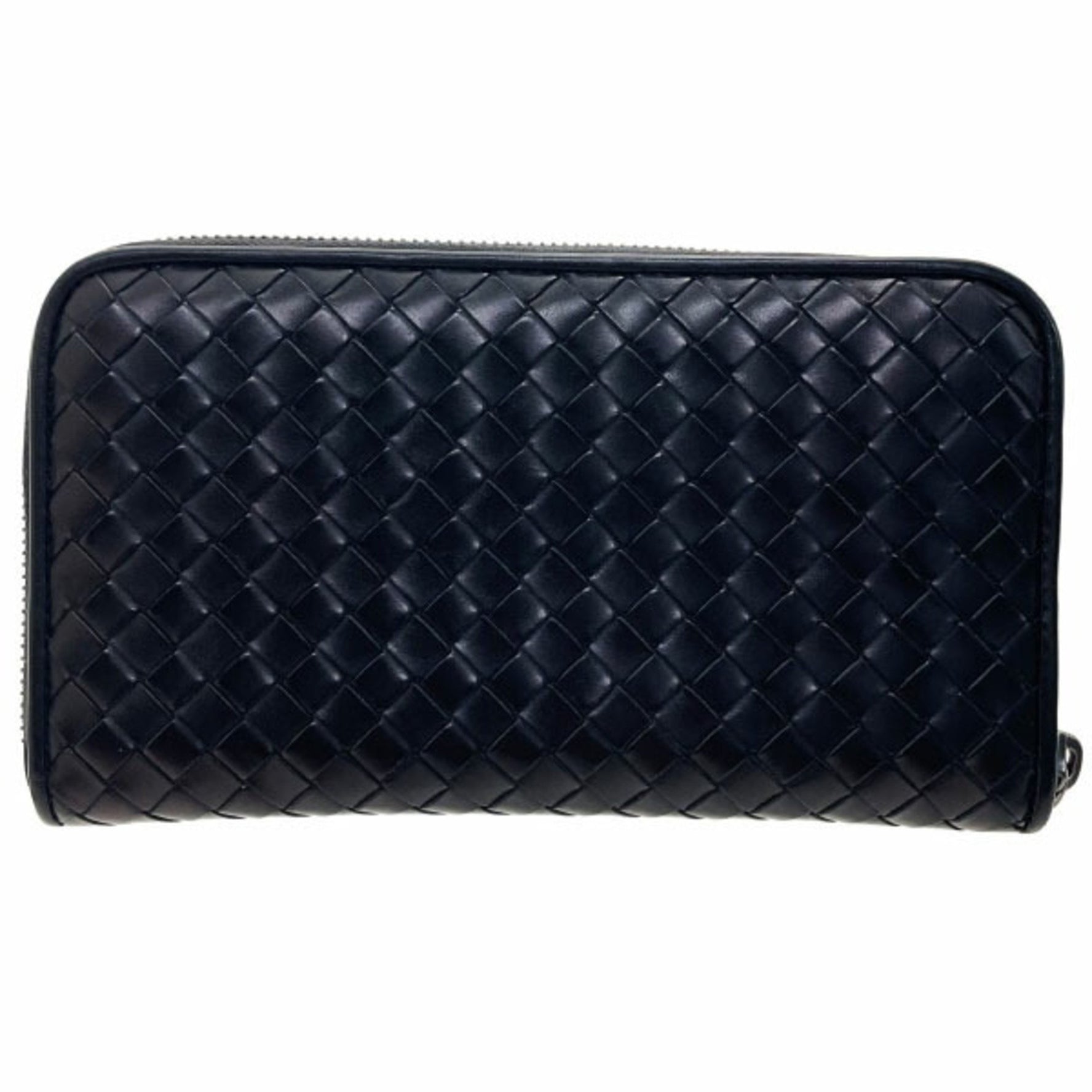 Bottega Veneta Intrecciato Zip-Around Calfskin Wallet in Nero - BOTTEGA VENETA Mesh Leather Round Long