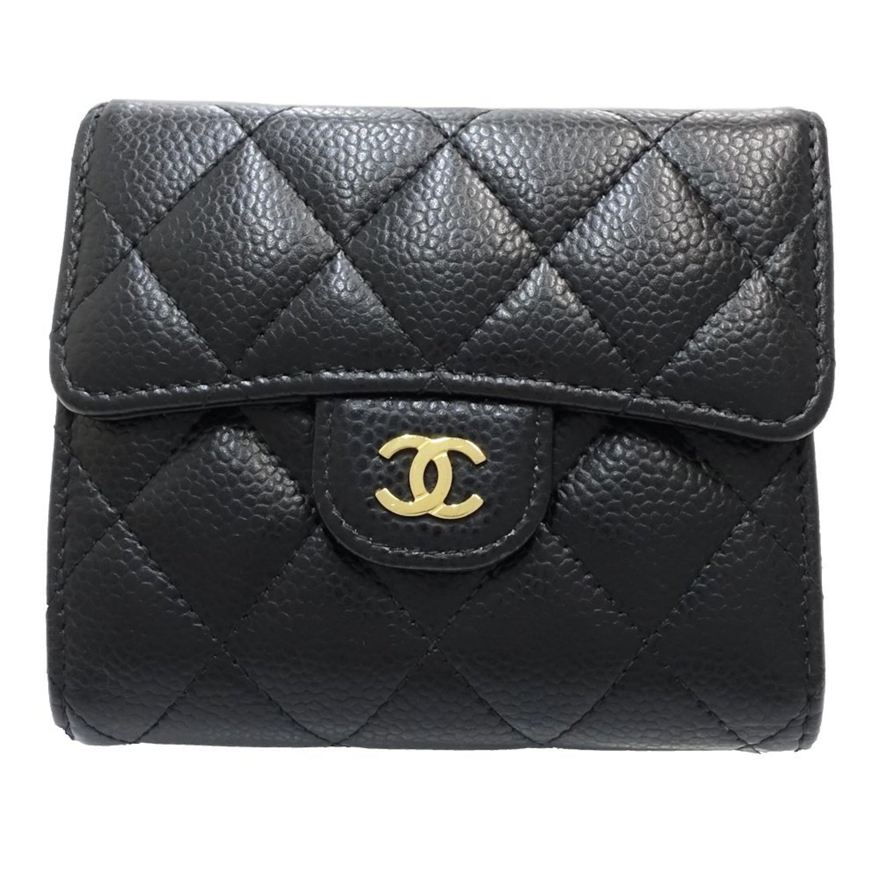 CHANEL Tri-fold Wallet Classic Small Matelasse Caviar Skin