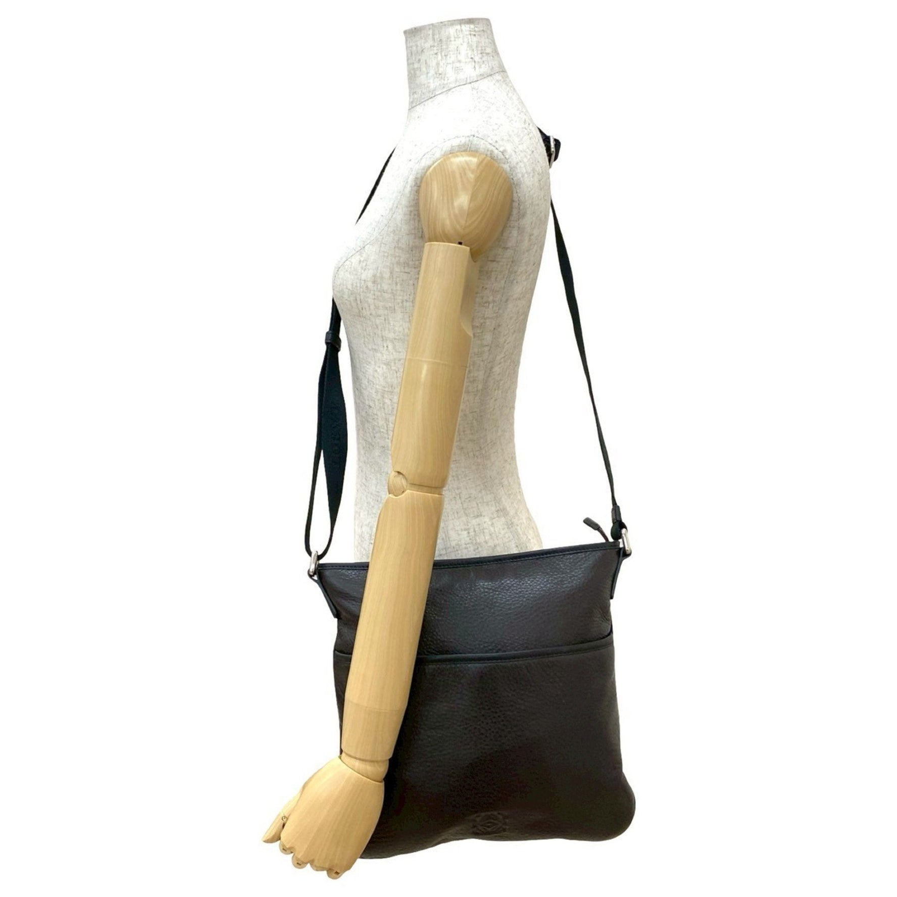 LOEWE Anagram Embossed Logo Leather and Nylon Shoulder Bag/Pochette/Sacoche in (Product Code: 951-8)