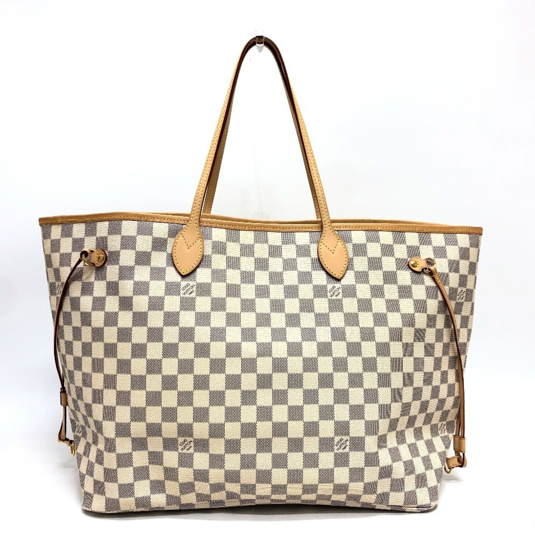 Louis Vuitton Neverfull GM Tote Bag Handbag Damier Azur Canvas White