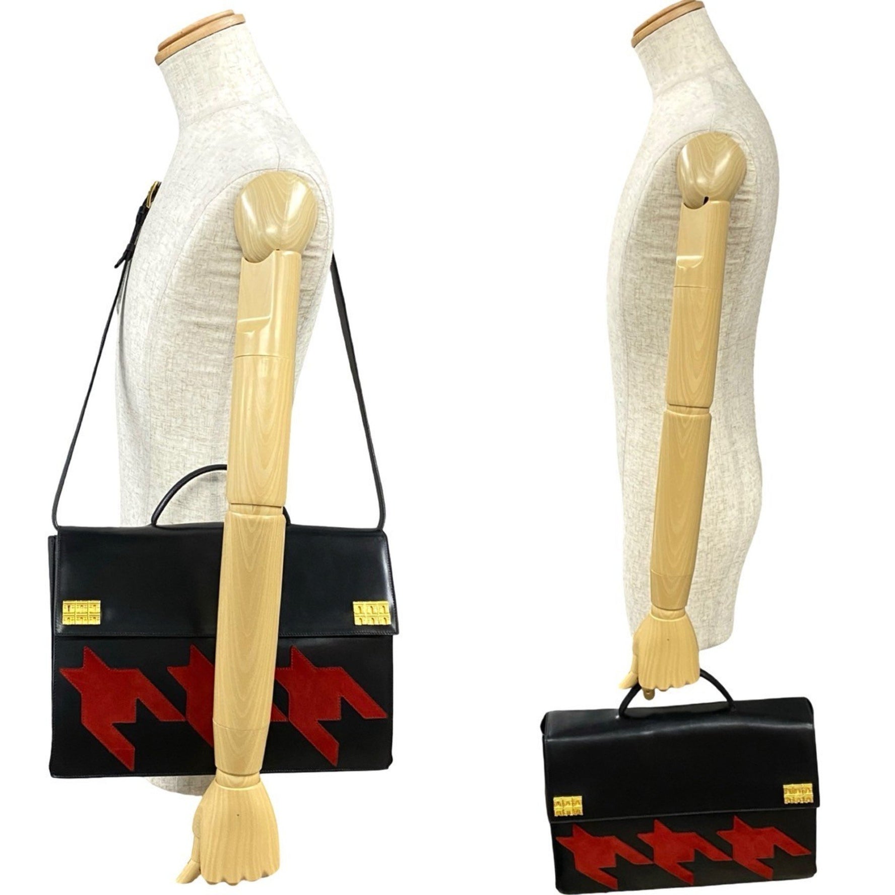 CELINE Arc de Triomphe motif, houndstooth pattern, genuine calf leather, handbag/shoulder bag, black