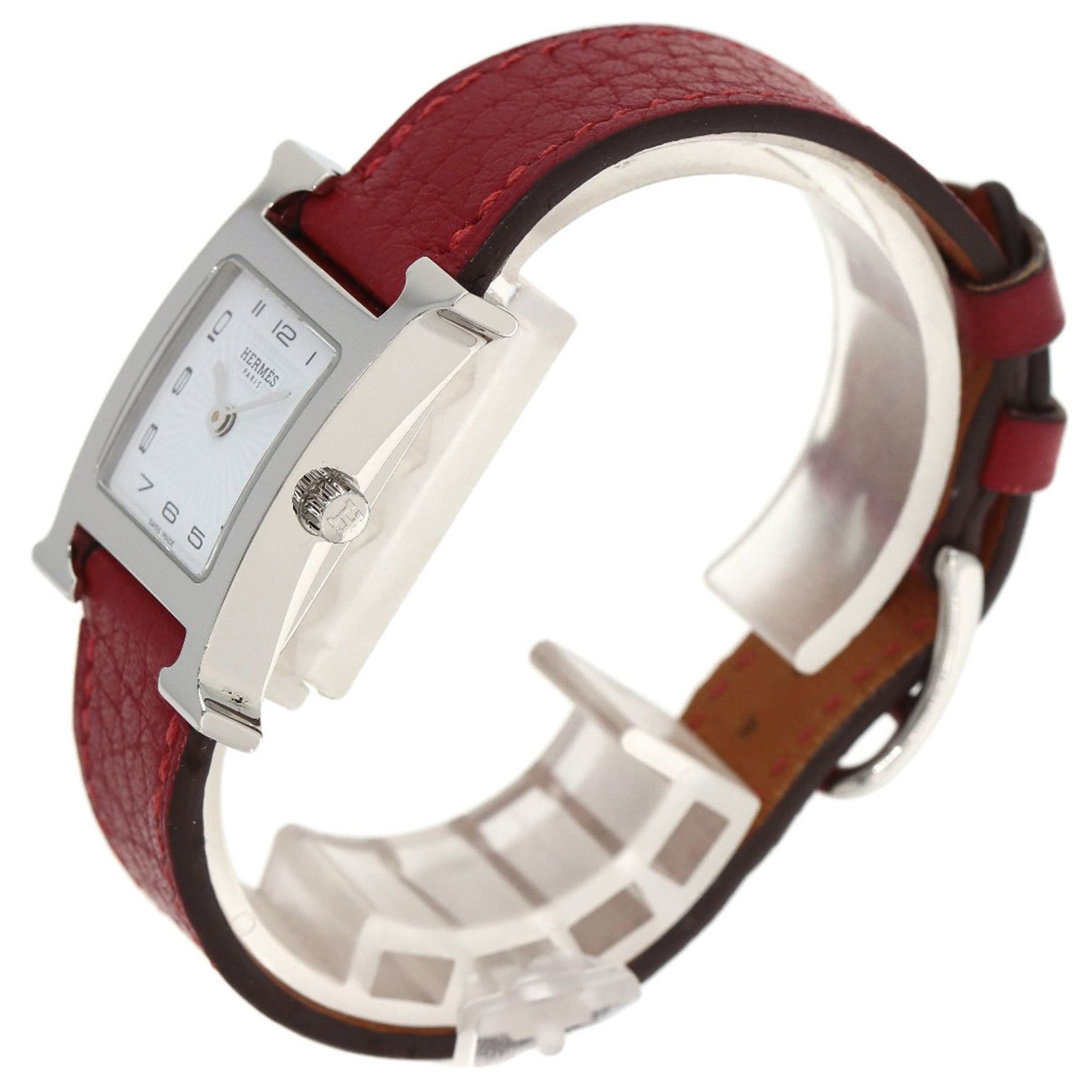 Hermes H Watch Stainless Steel Leather Ladies