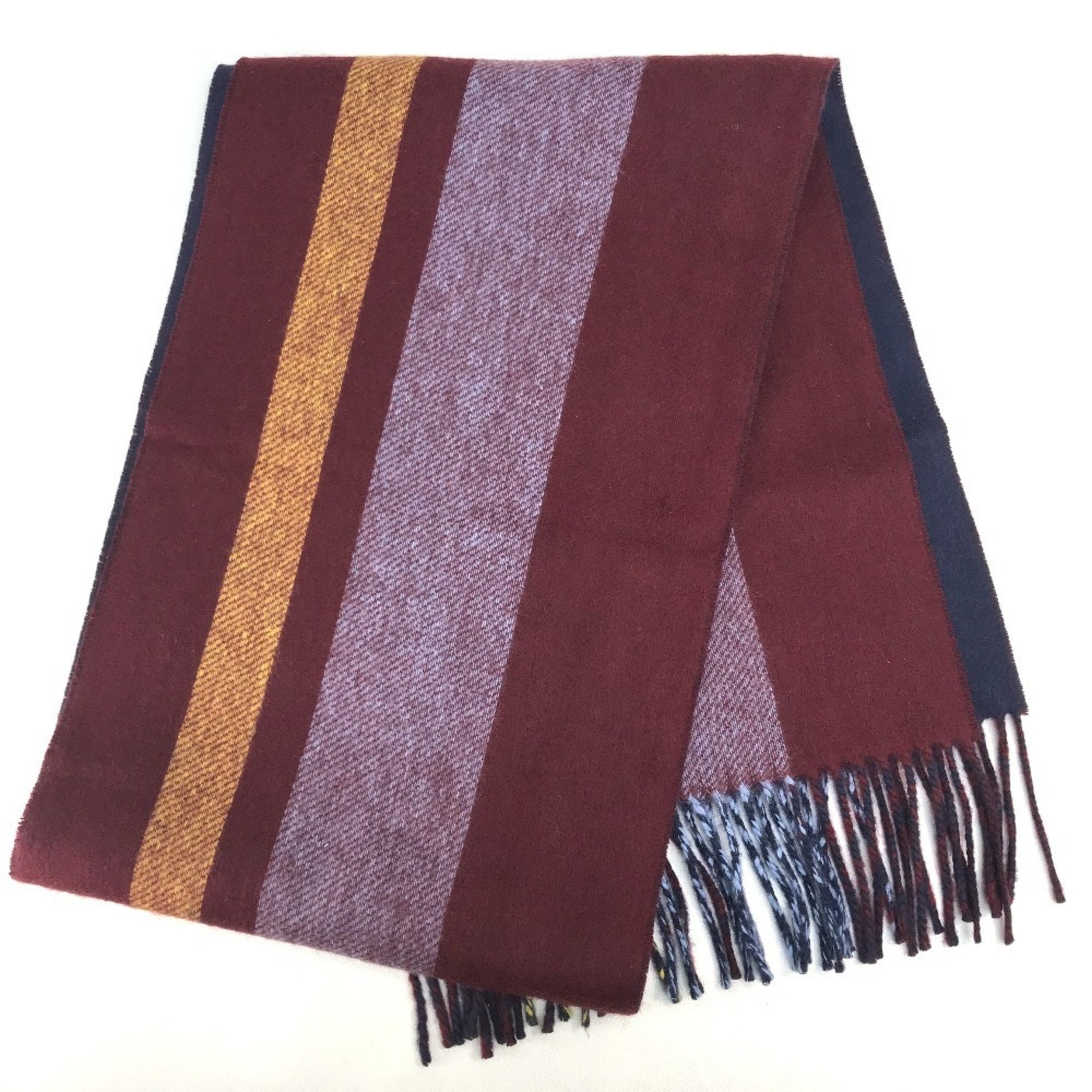 HERMES Alternate Stripe Muffler with Fringe Cashmere Unisex Multicolor/Navy