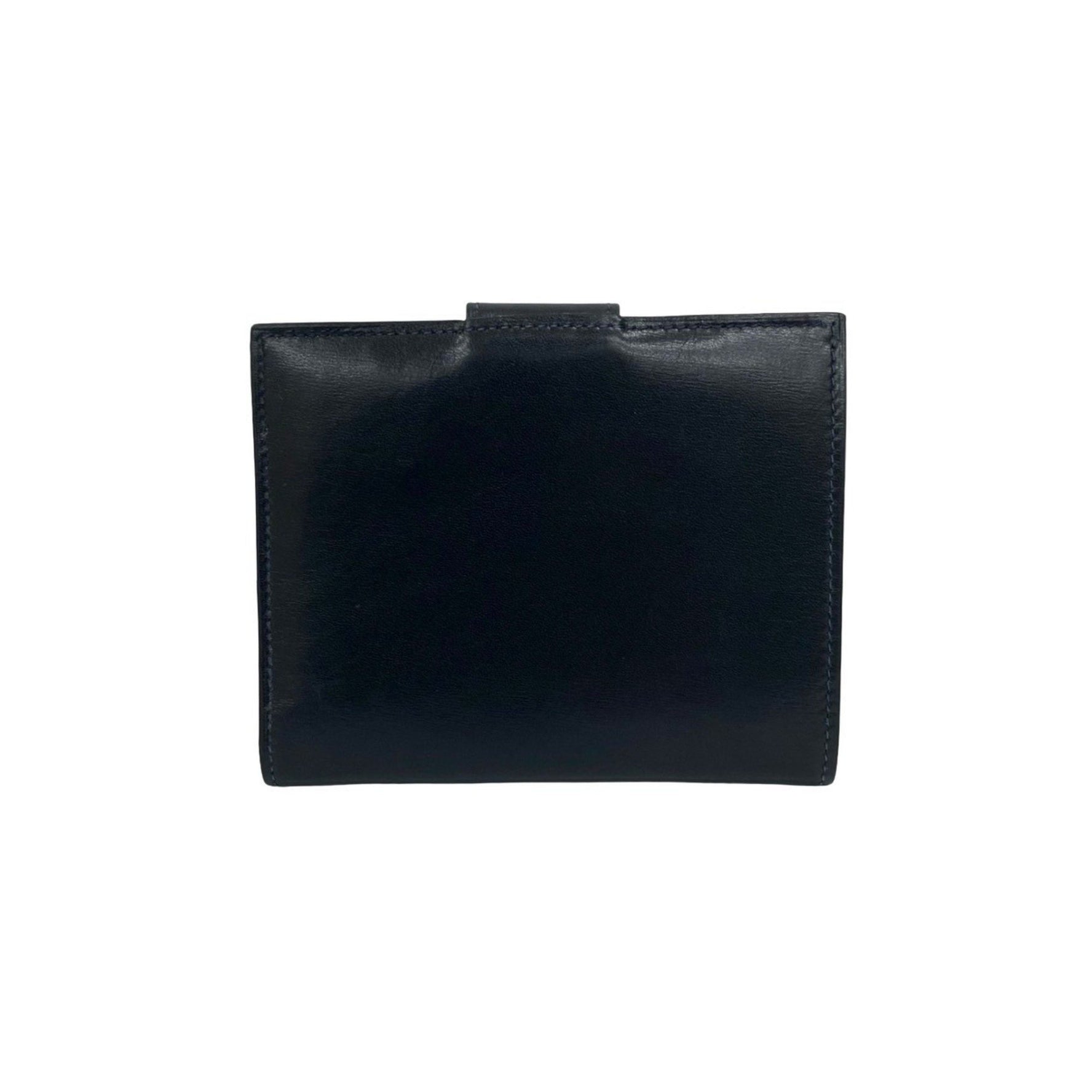 CELINE Logo Hardware Calfskin Leather Bifold Wallet, Mini Card Case, Blue