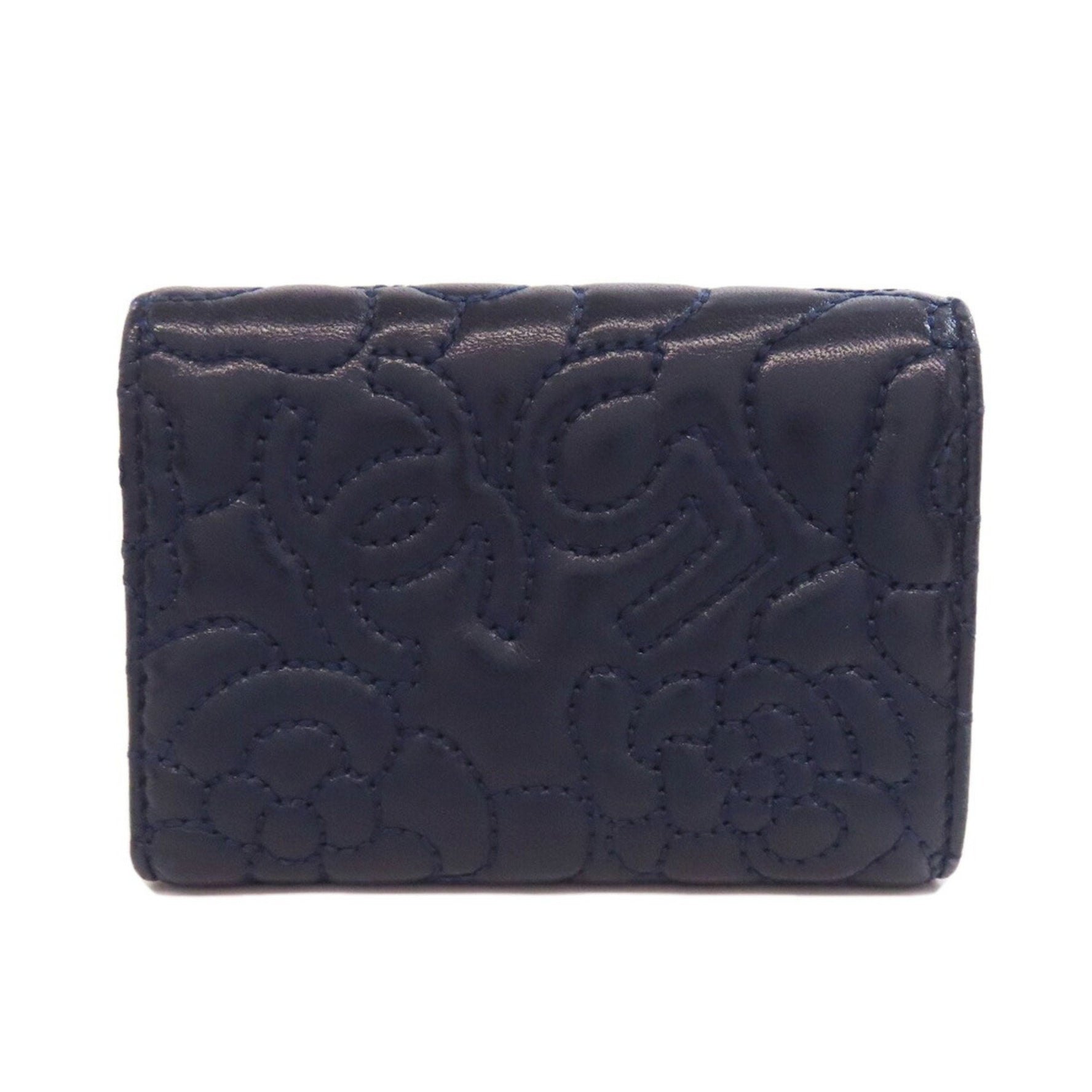 CHANEL Tri-fold Wallet, Compact Coco Mark Bi-fold Lambskin