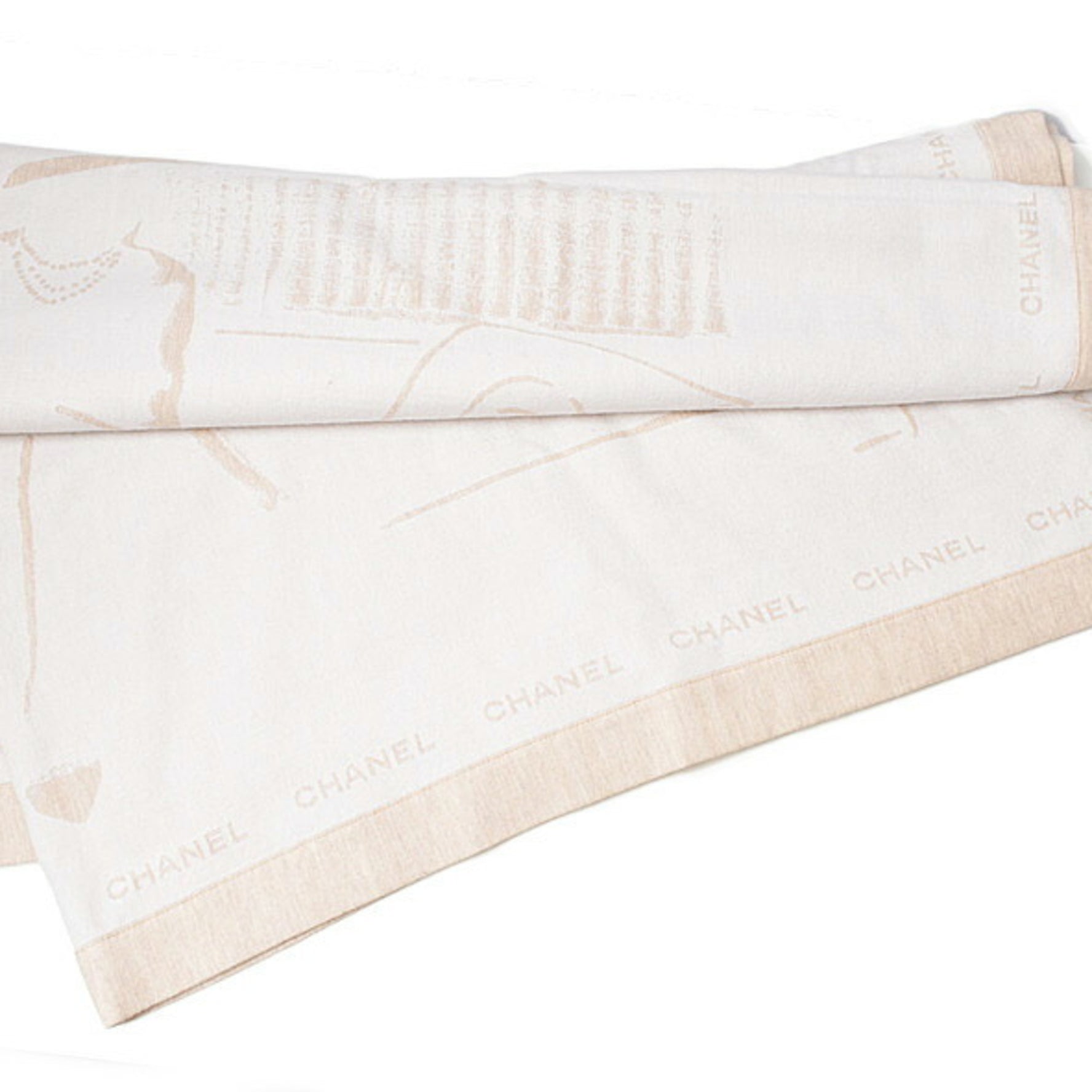 Chanel Blanket, Reversible Blanket Mademoiselle CC Motif Wool Silk
