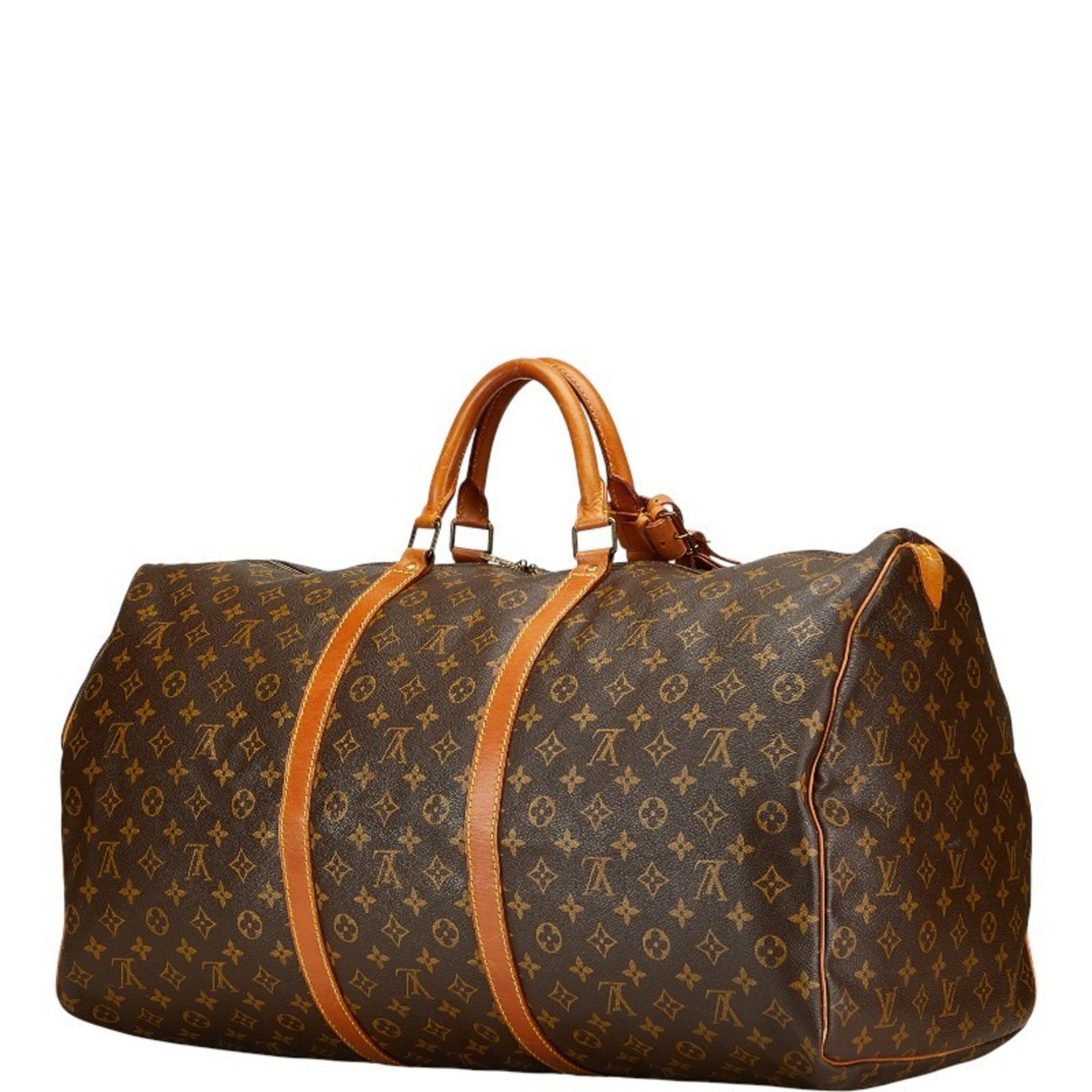Louis Vuitton Monogram Keepall 60 Boston Bag/Travel Bag Brown Leather LOUIS VUITTON