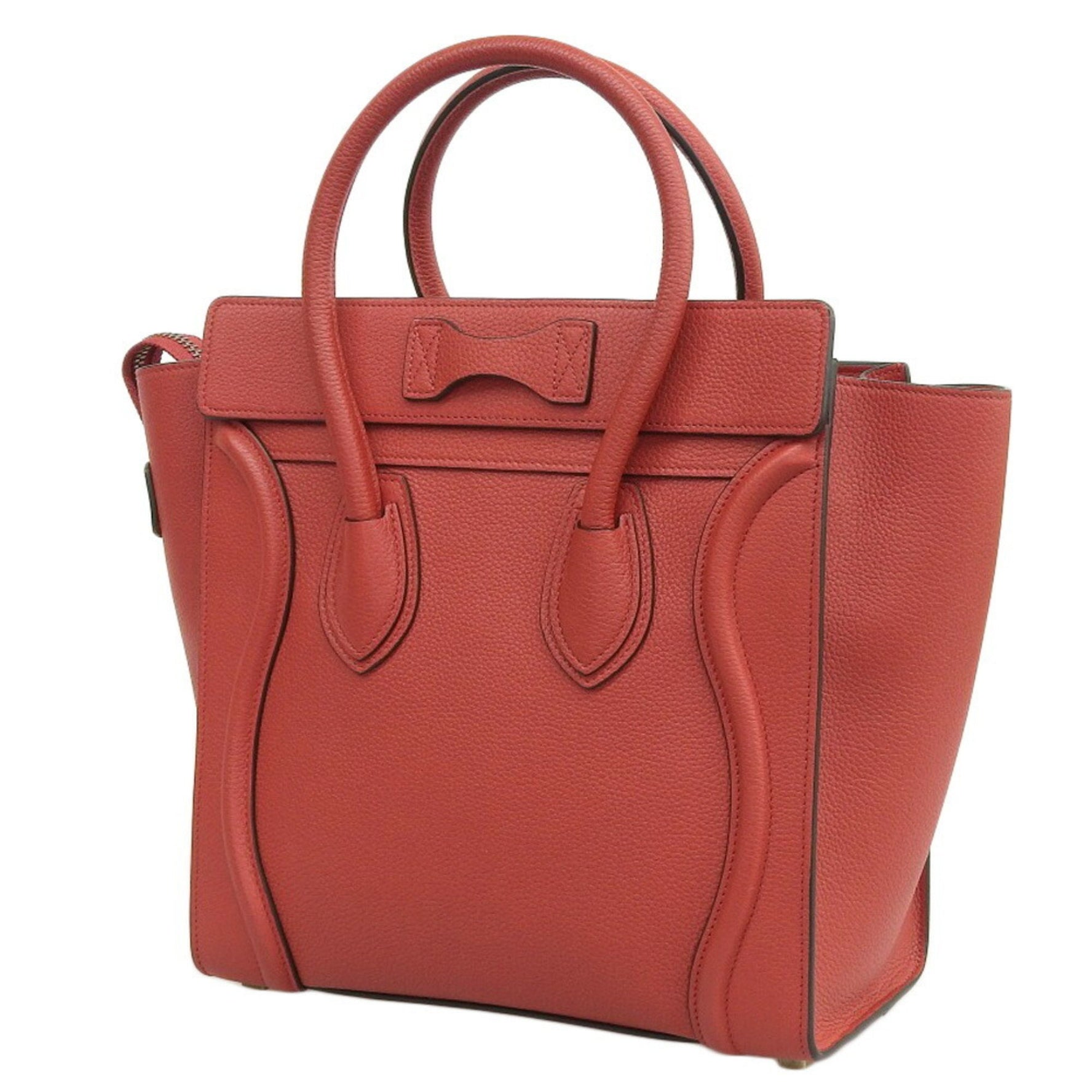 Celine luggage micro handbag leather red