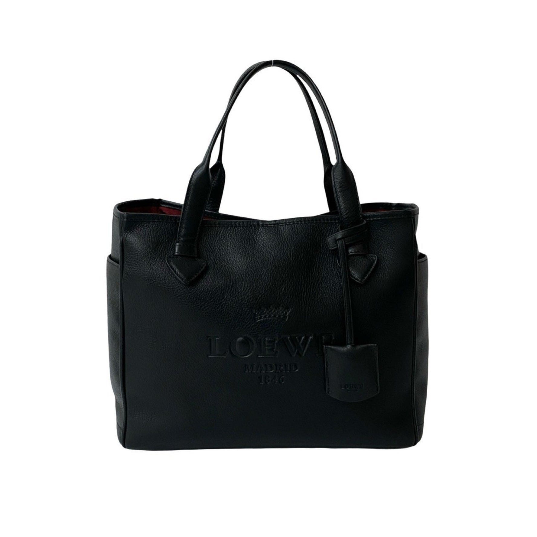 LOEWE Heritage Logo Embossed Leather Tote Bag, Handbag, Business