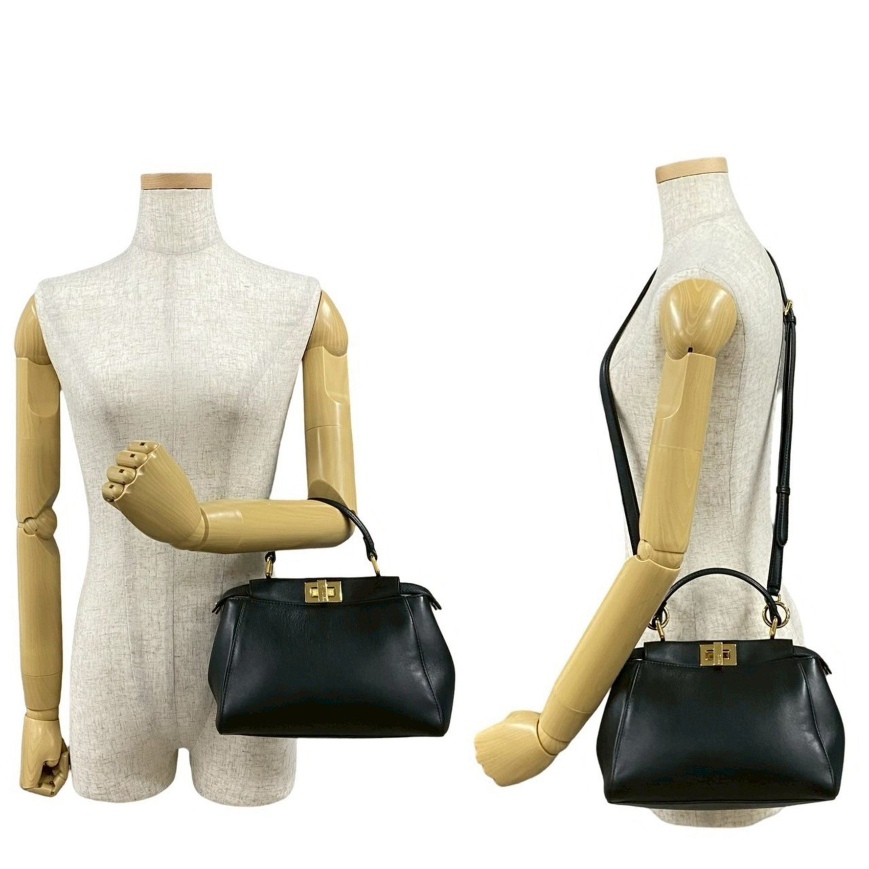 FENDI Peekaboo Mini Leather Handbag, Tote Bag, Shoulder