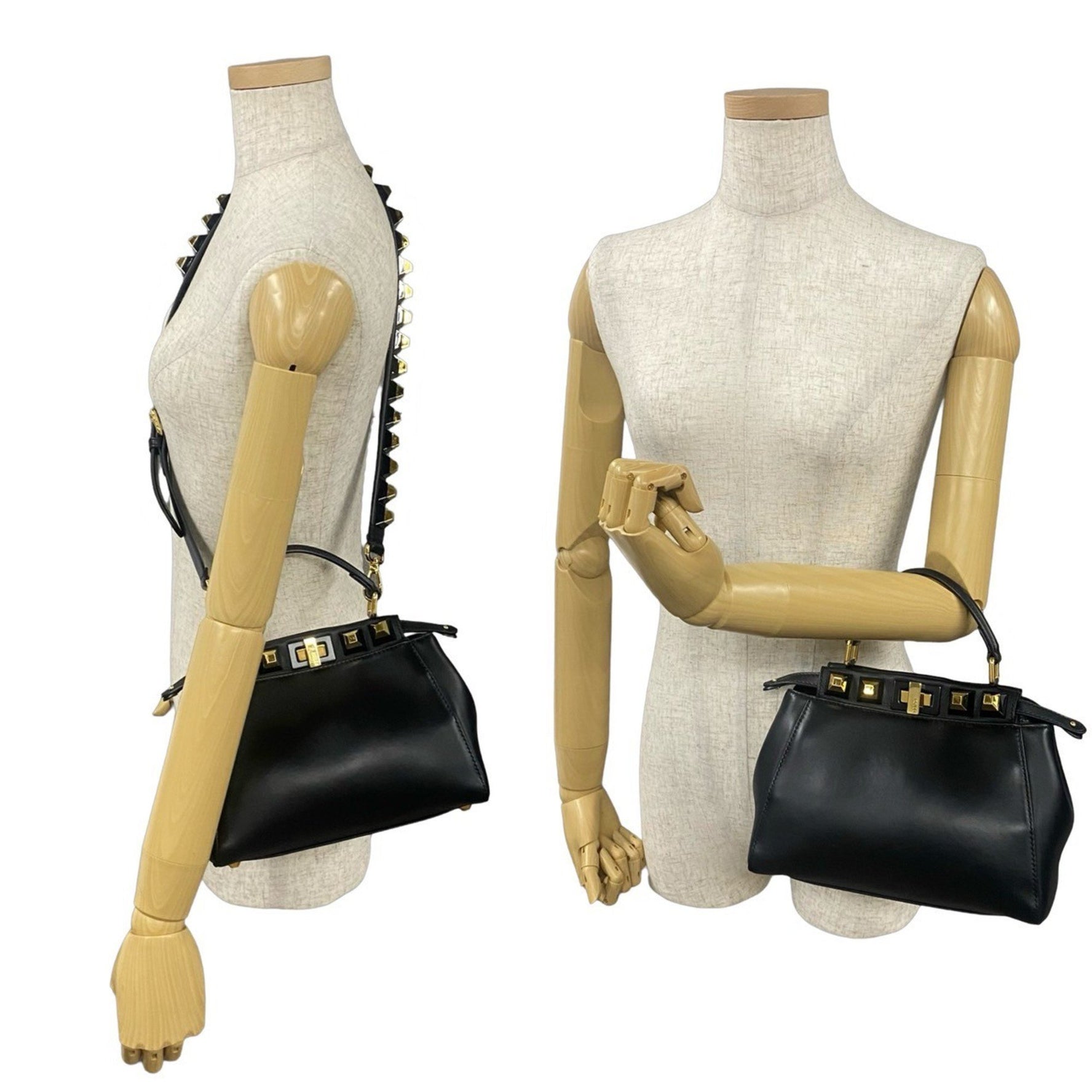 FENDI Peekaboo Mini Studded Leather Shoulder Bag/Handbag in 901-1