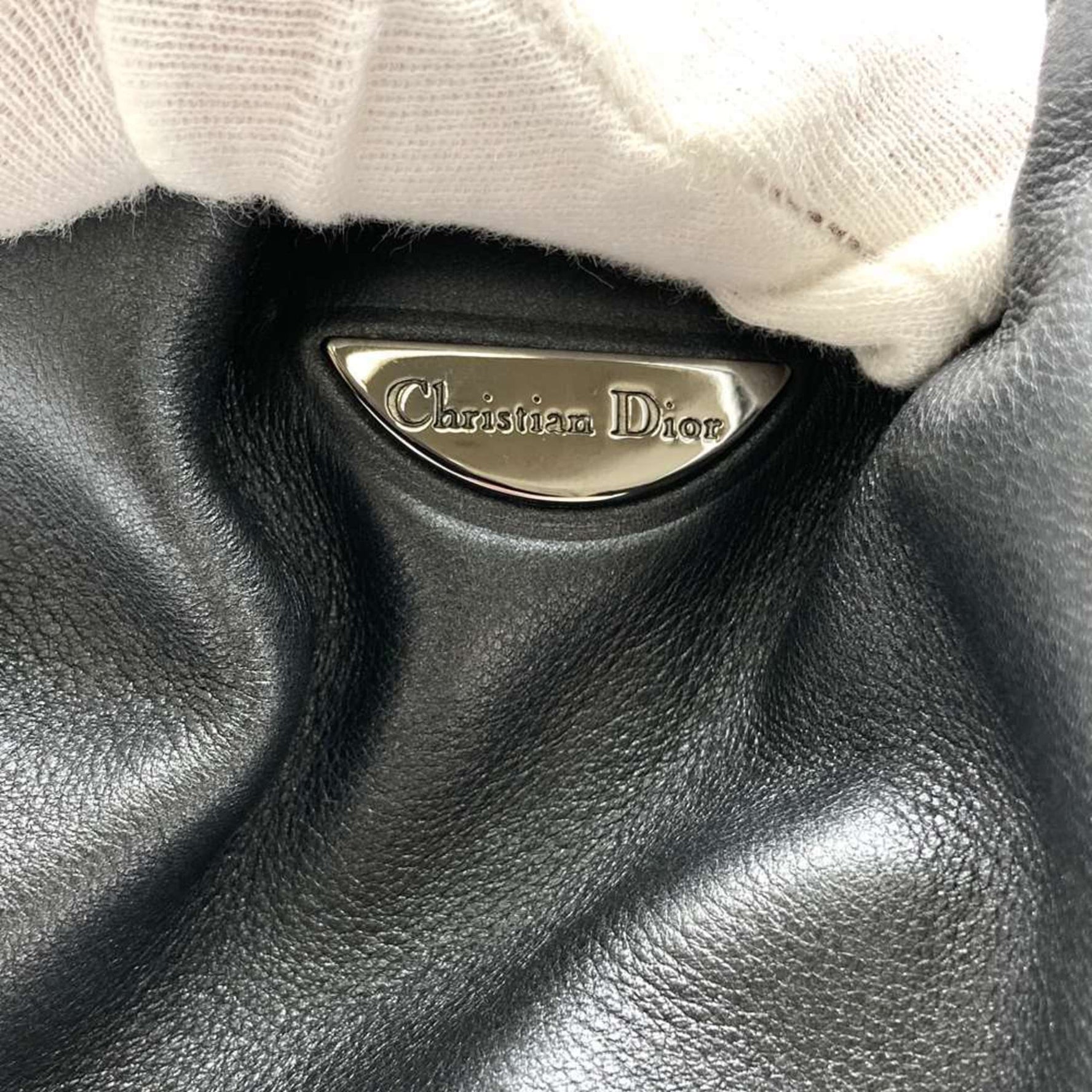 Christian Dior Maris Pearl Handbag Leather Grey