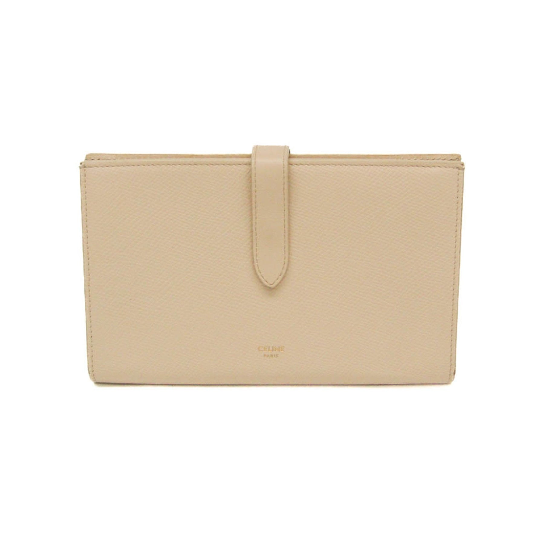 Celine Large Strap Wallet Calfskin Long Wallet (bi-fold) Light Beige