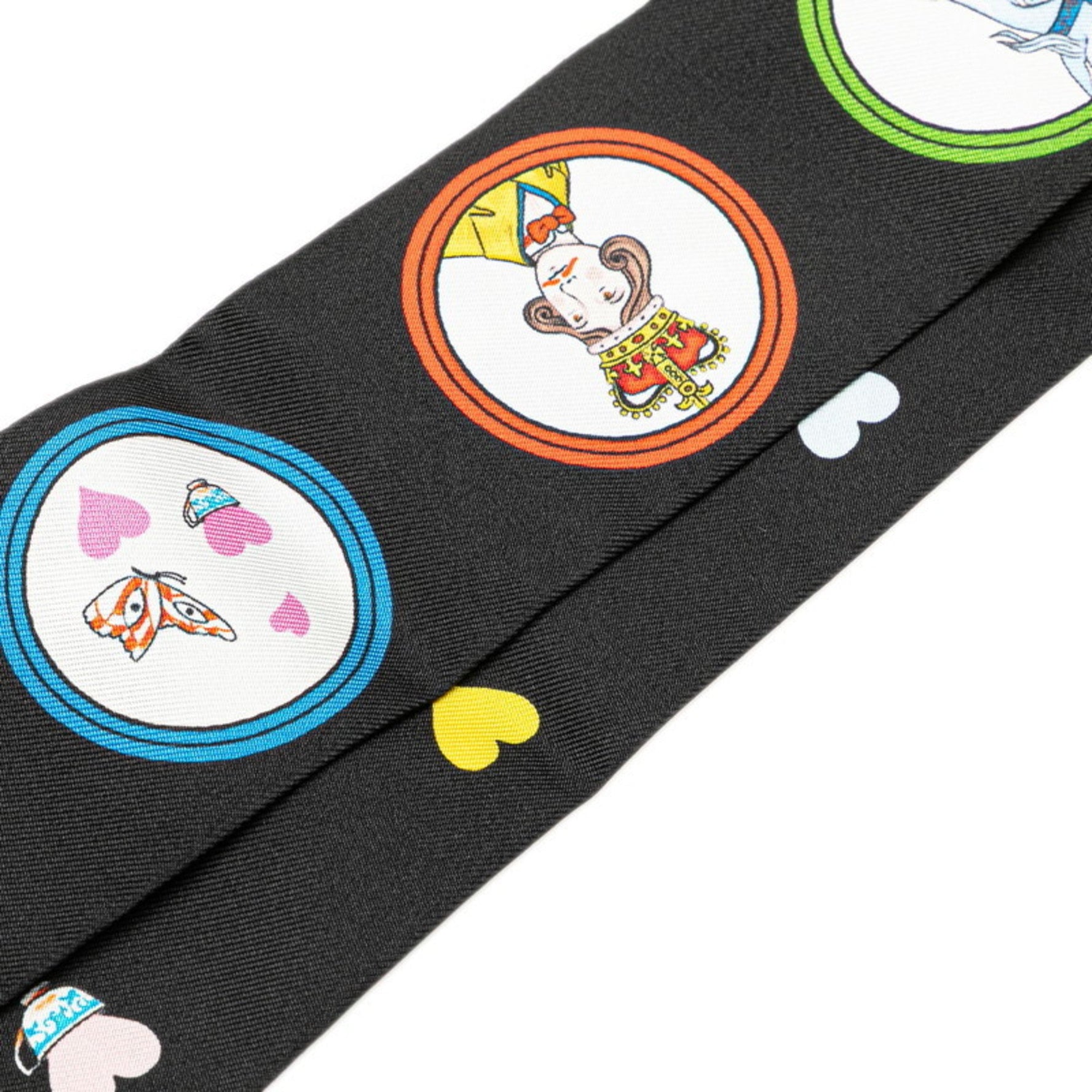 Hermès Twilly Tea Time Scarf, Black, White, Multicolor, Silk, HERMES