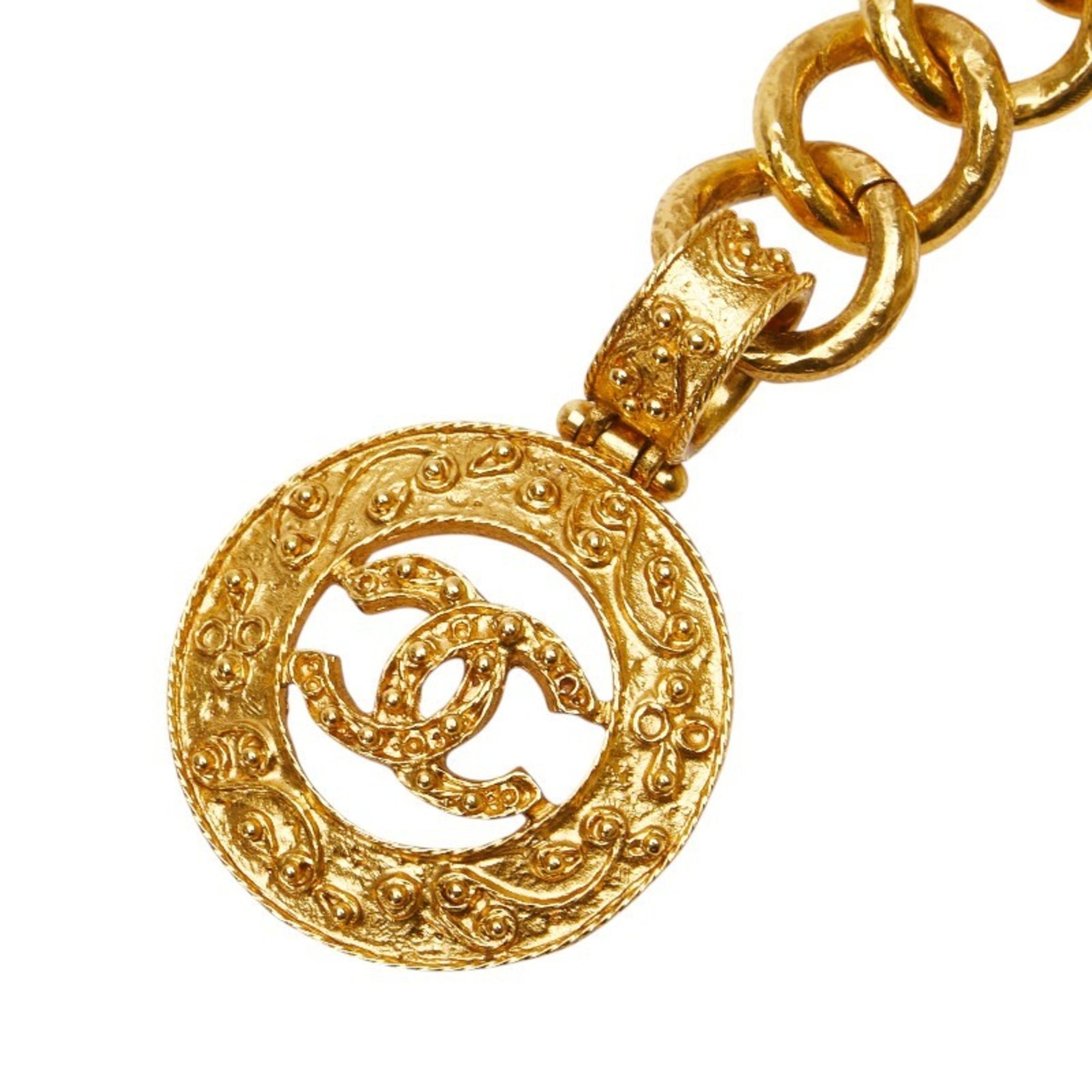 Vintage Chanel Coco Mark Round Chain Belt, Plated