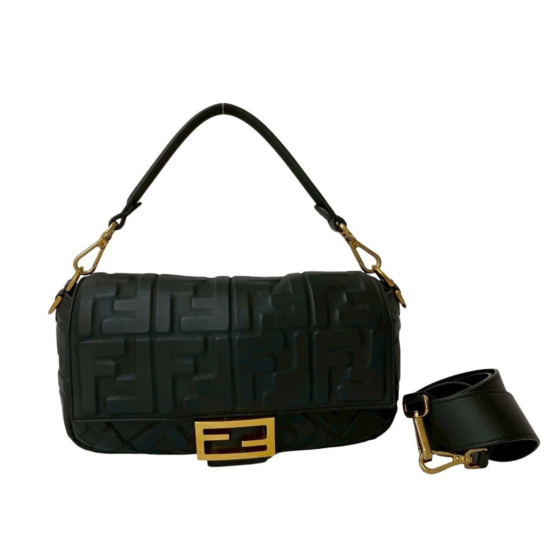FENDI Mamma Bucket Zucca FF Pattern Leather Genuine Handbag Shoulder Bag Pochette