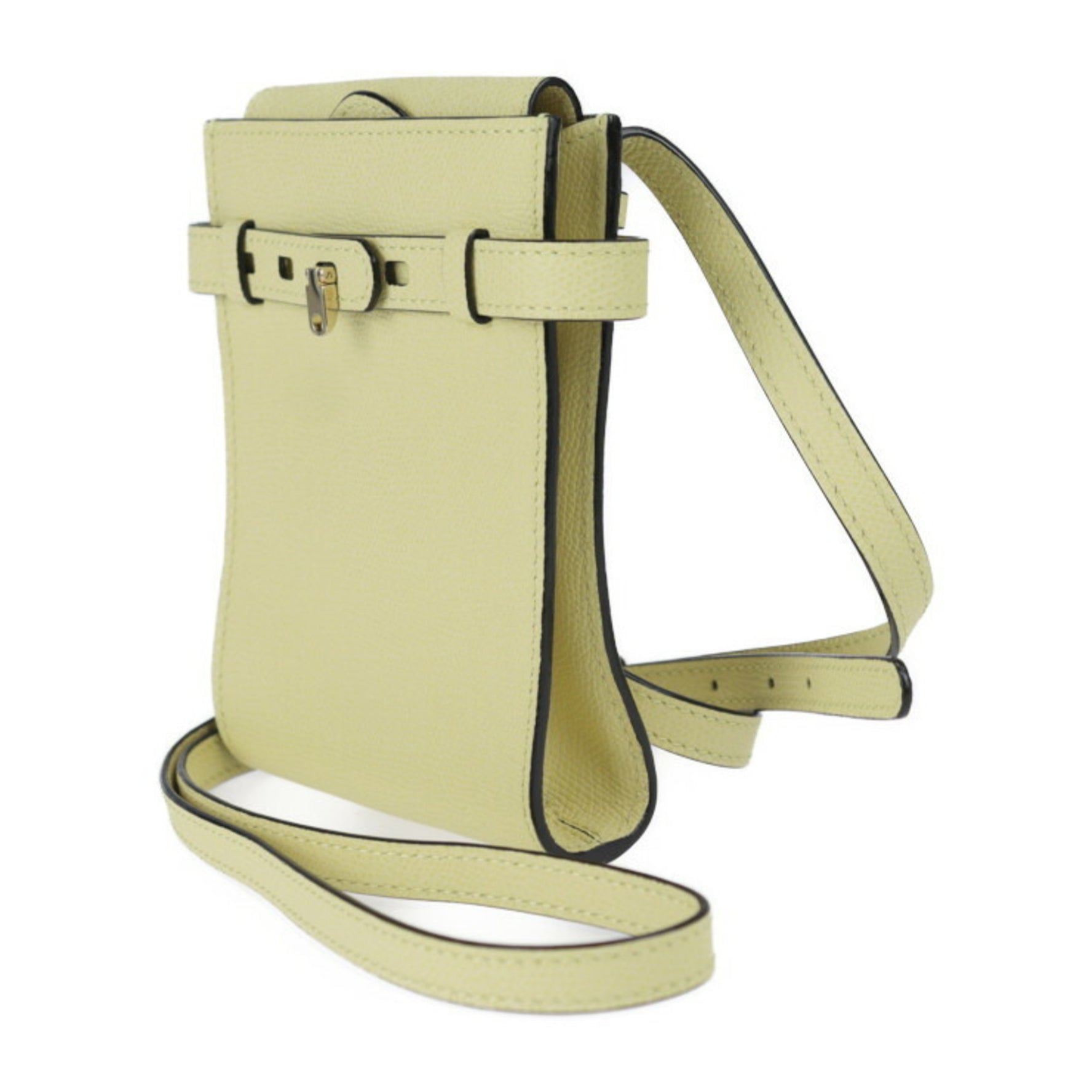 Valextra Slim B Truckolina Shoulder Bag 028 Calf Leather Light Yellow Gold Metal Fittings Pochette Crossbody