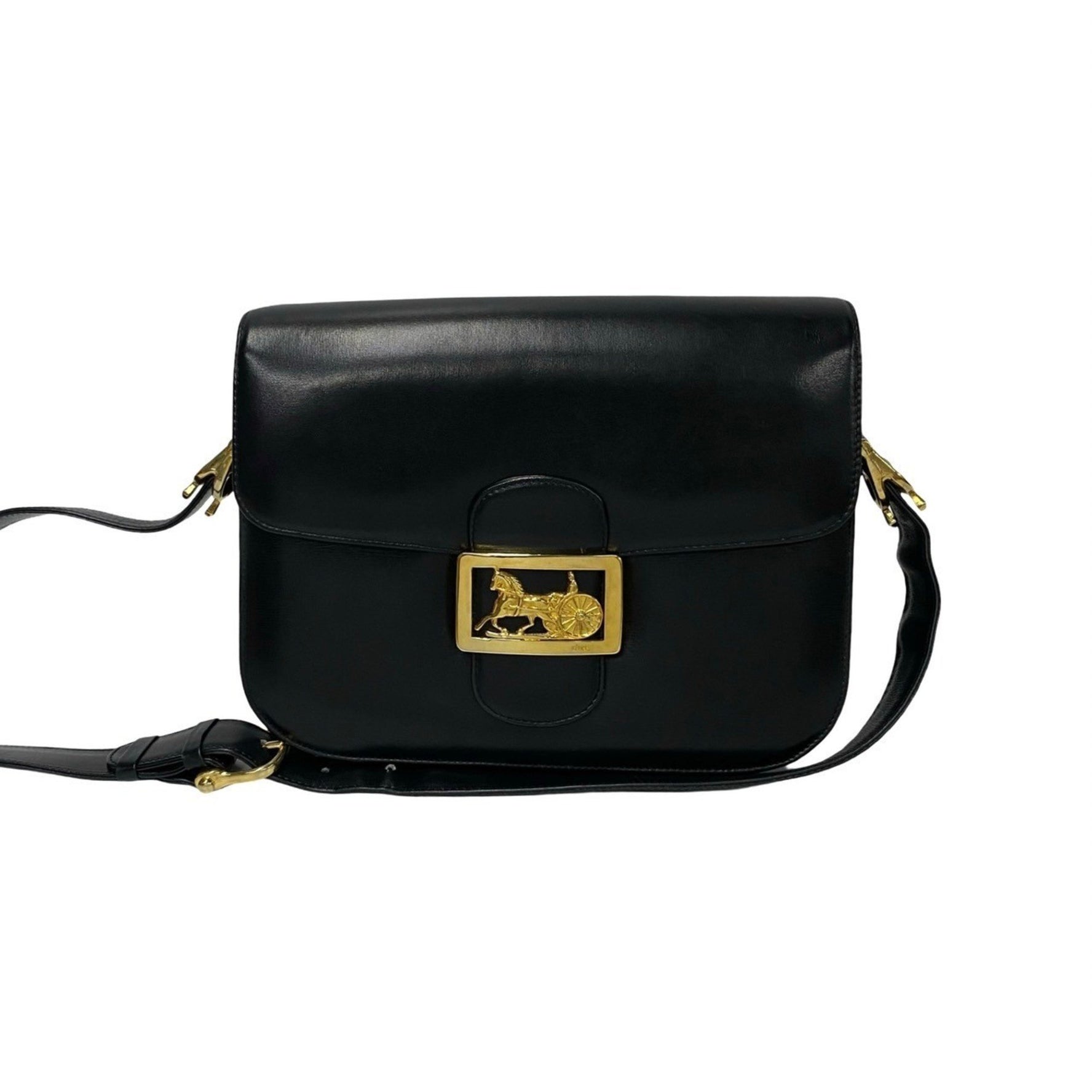 CELINE Logo Horse-Drawn Carriage Hardware Calfskin Leather Mini Shoulder Bag/Pochette/Sacoche